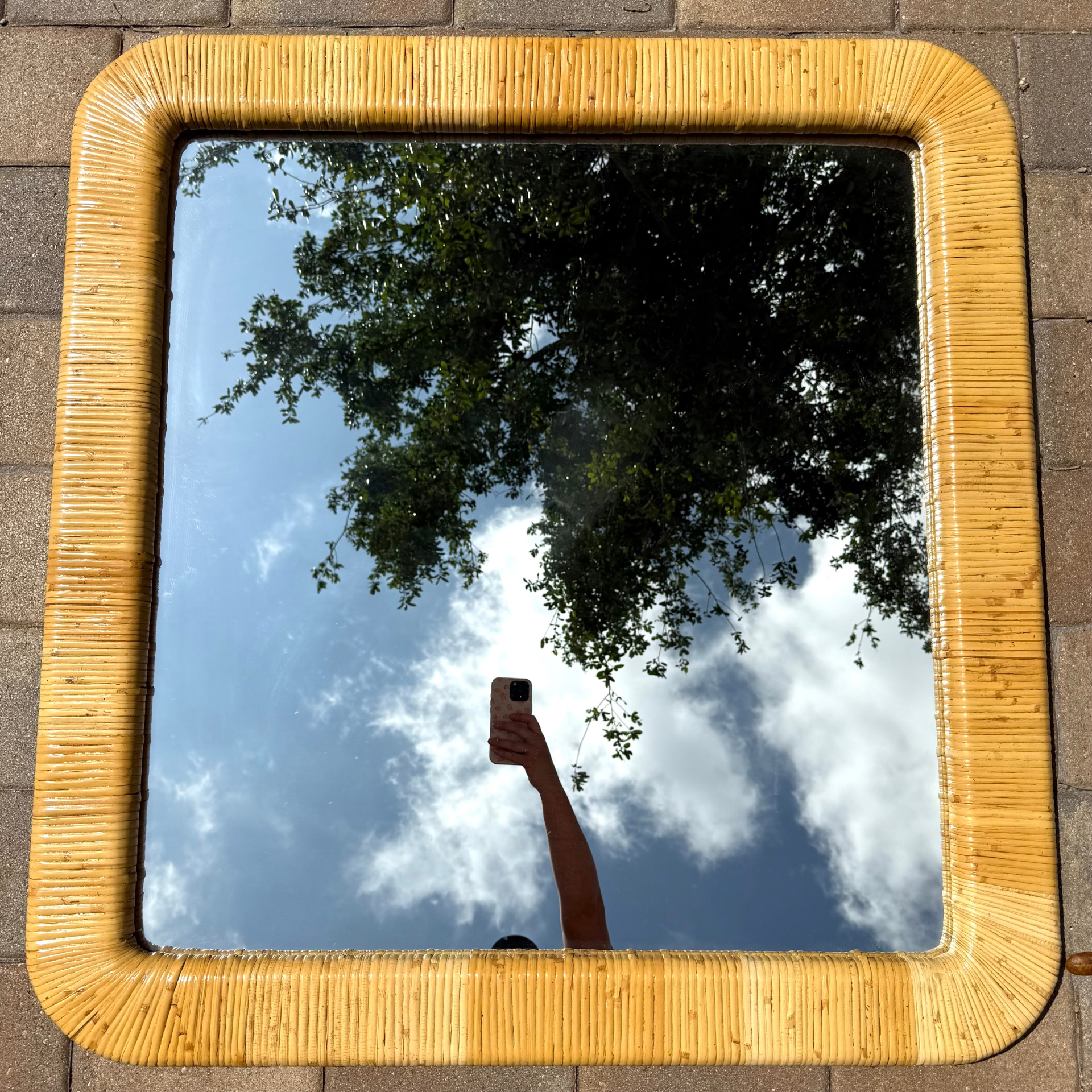Vintage Rattan Wrapped Mirror