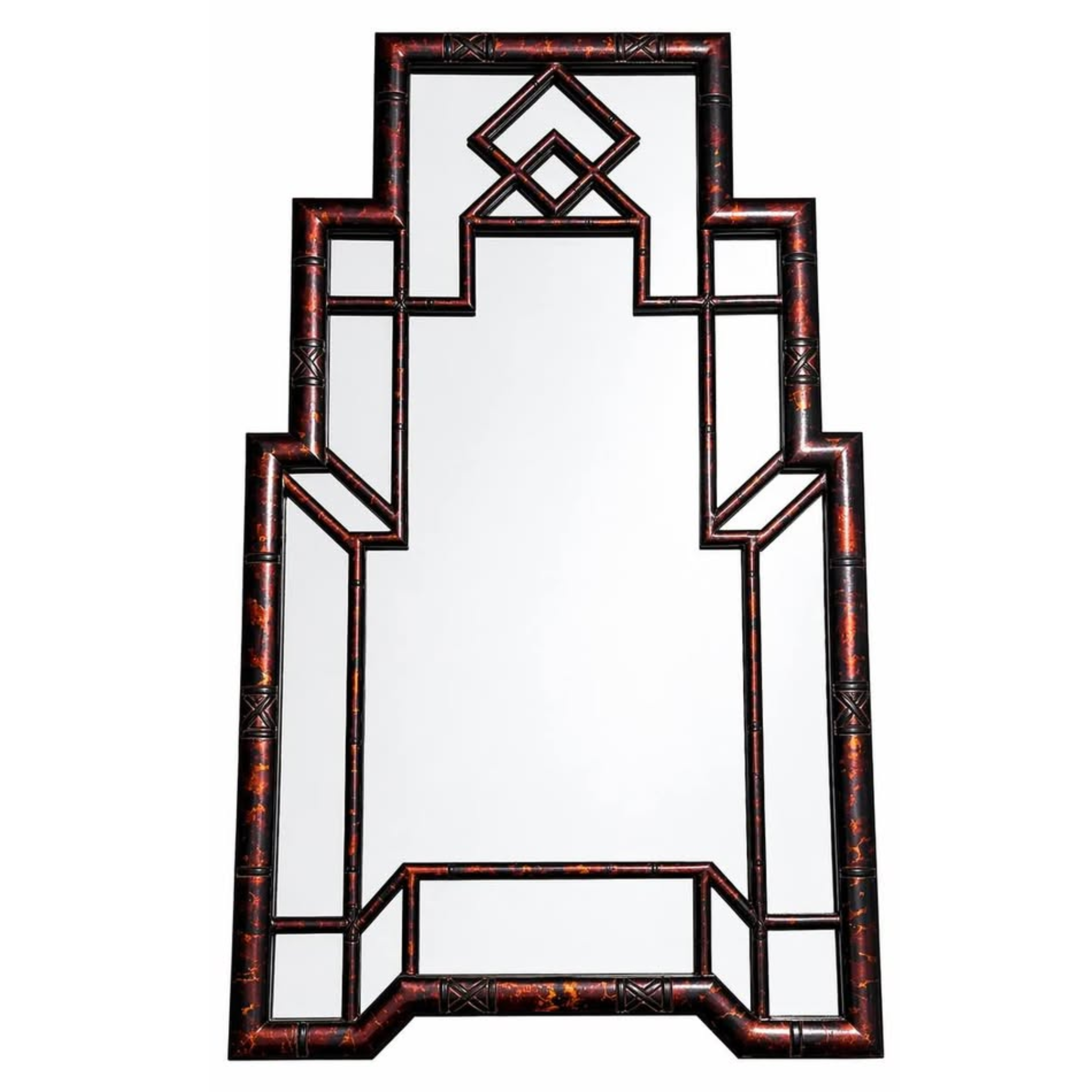 Vintage Faux Bamboo Tortoise Shell Wall Mirror
