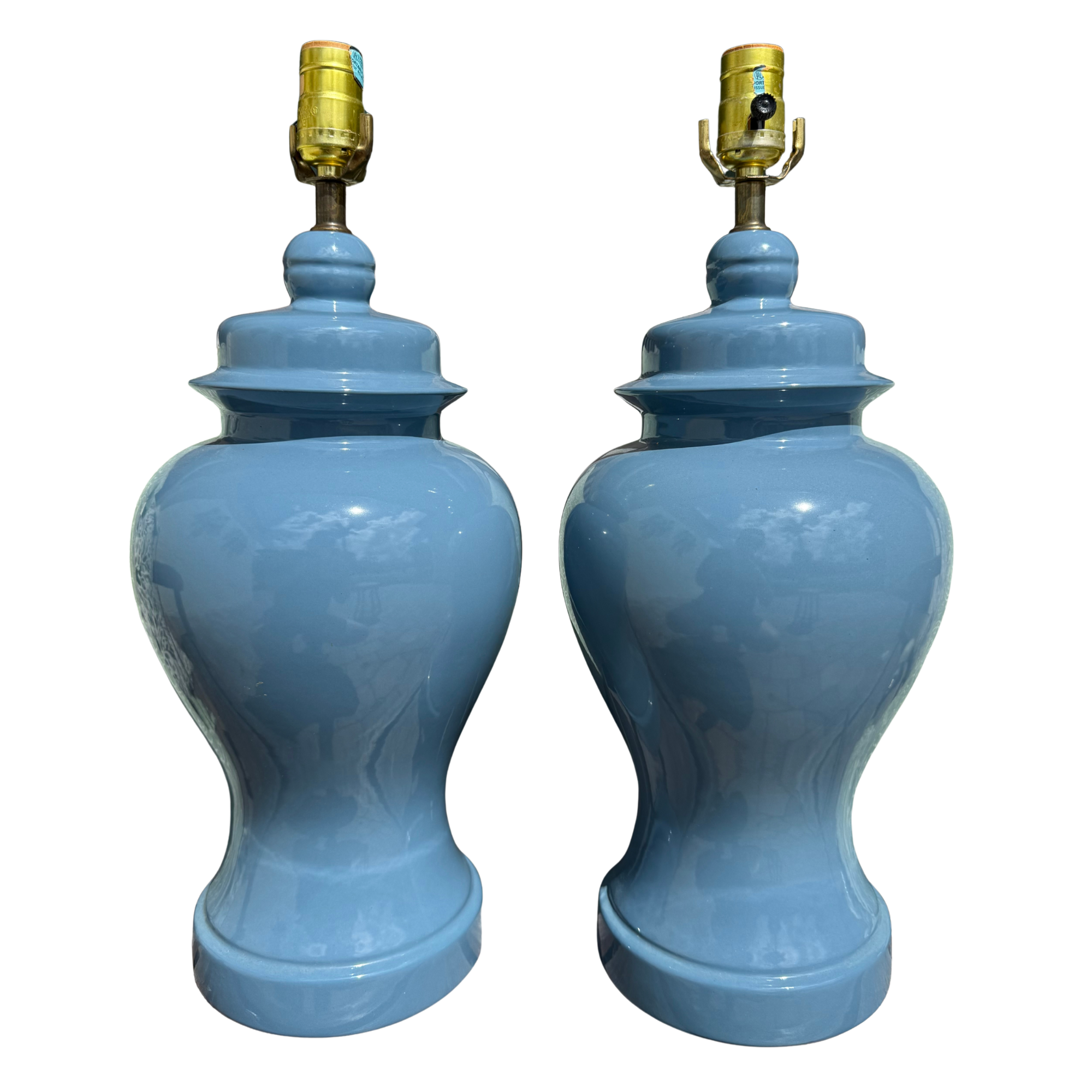 Vintage Powder Blue Ginger Jar Lamps - A Pair
