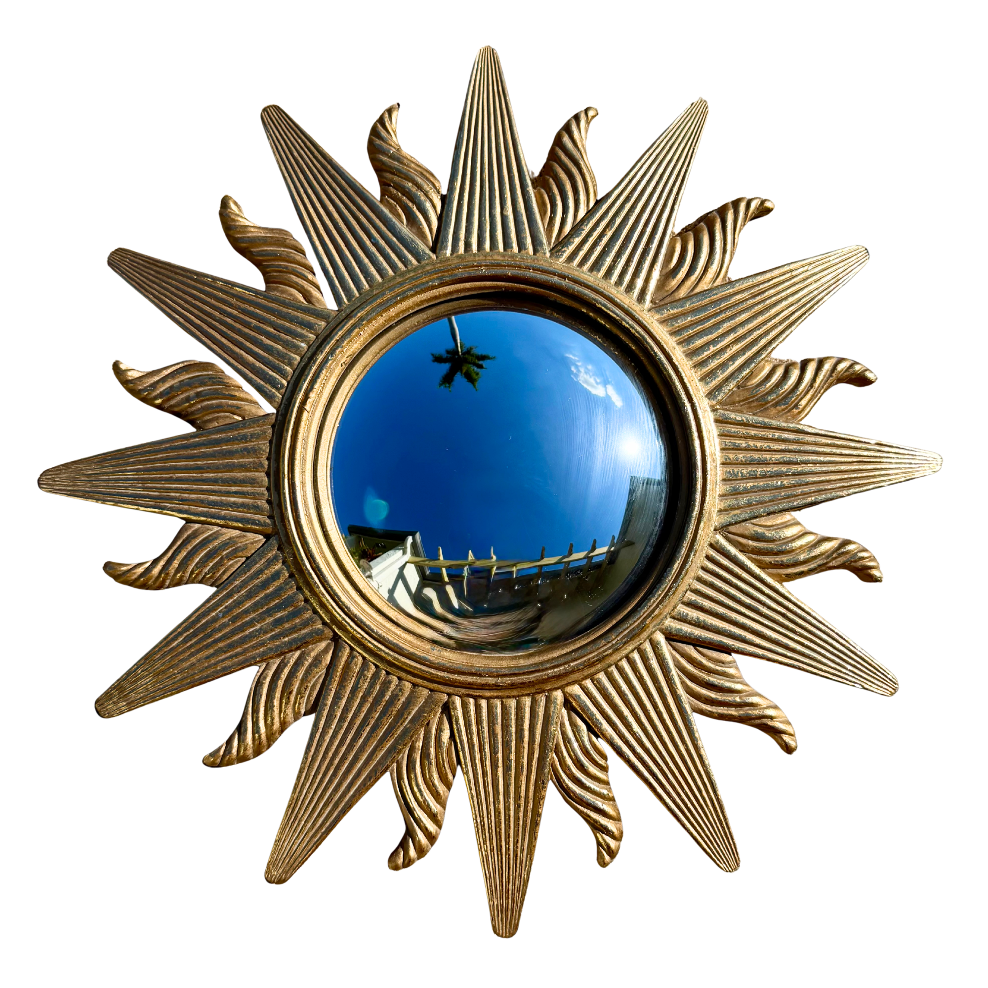 Vintage Petite Golden Sunburst Mirror