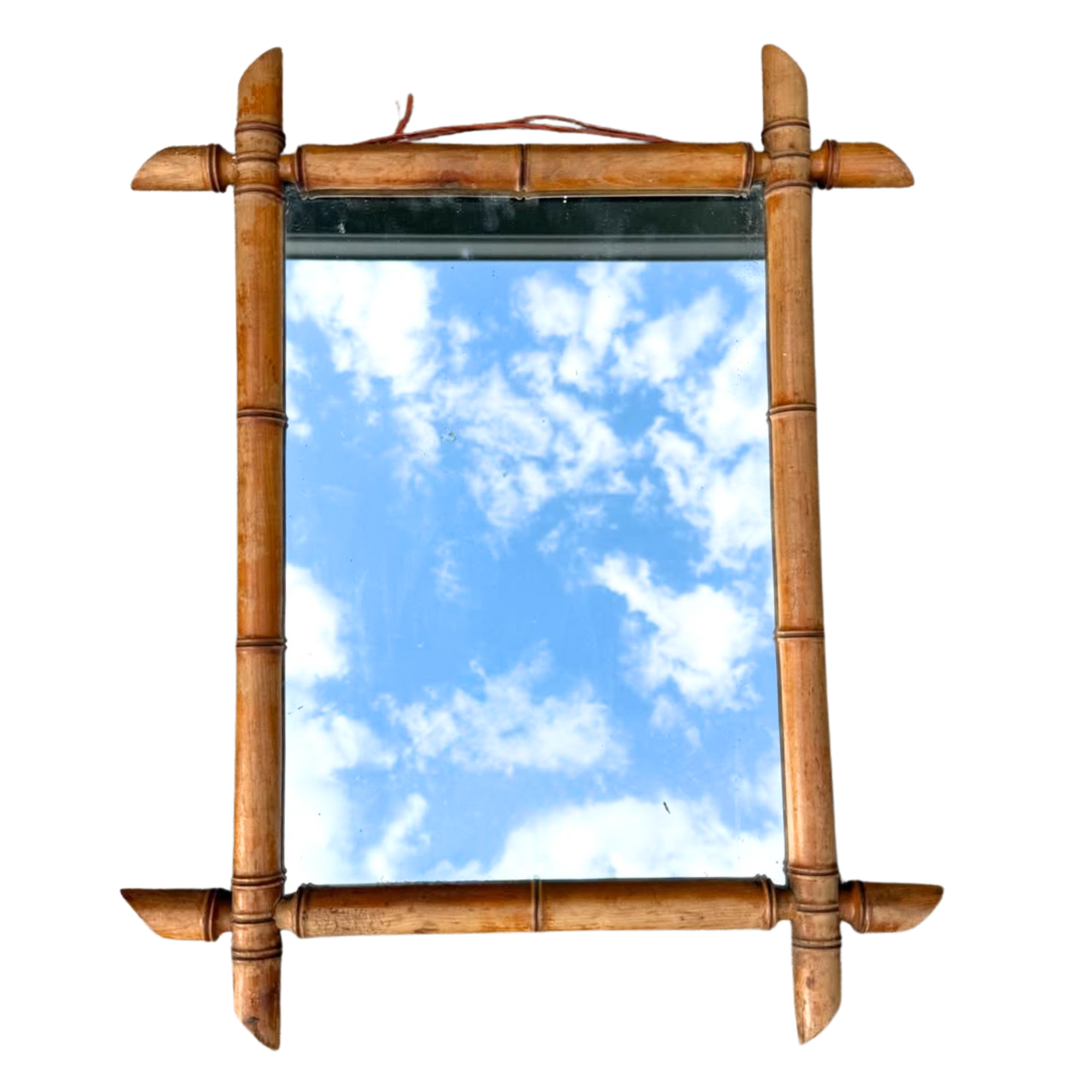 Vintage French Faux Bamboo Wall Mirror