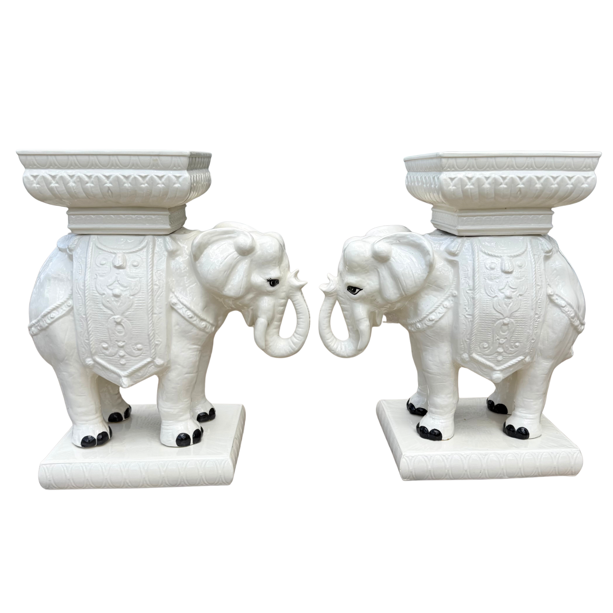 Vintage Hollywood Regency Elephant Garden Seats - A Pair