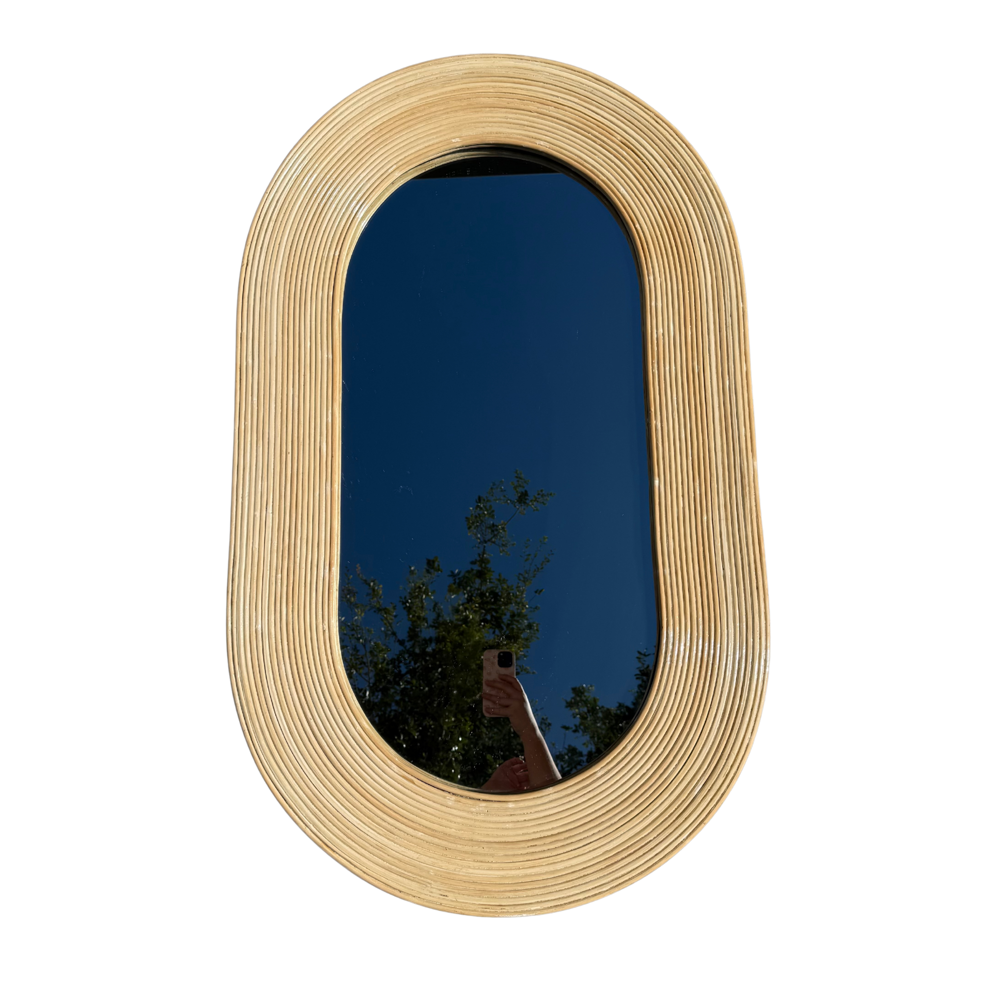 Vintage Coastal Pencil Reed Rattan Mirror