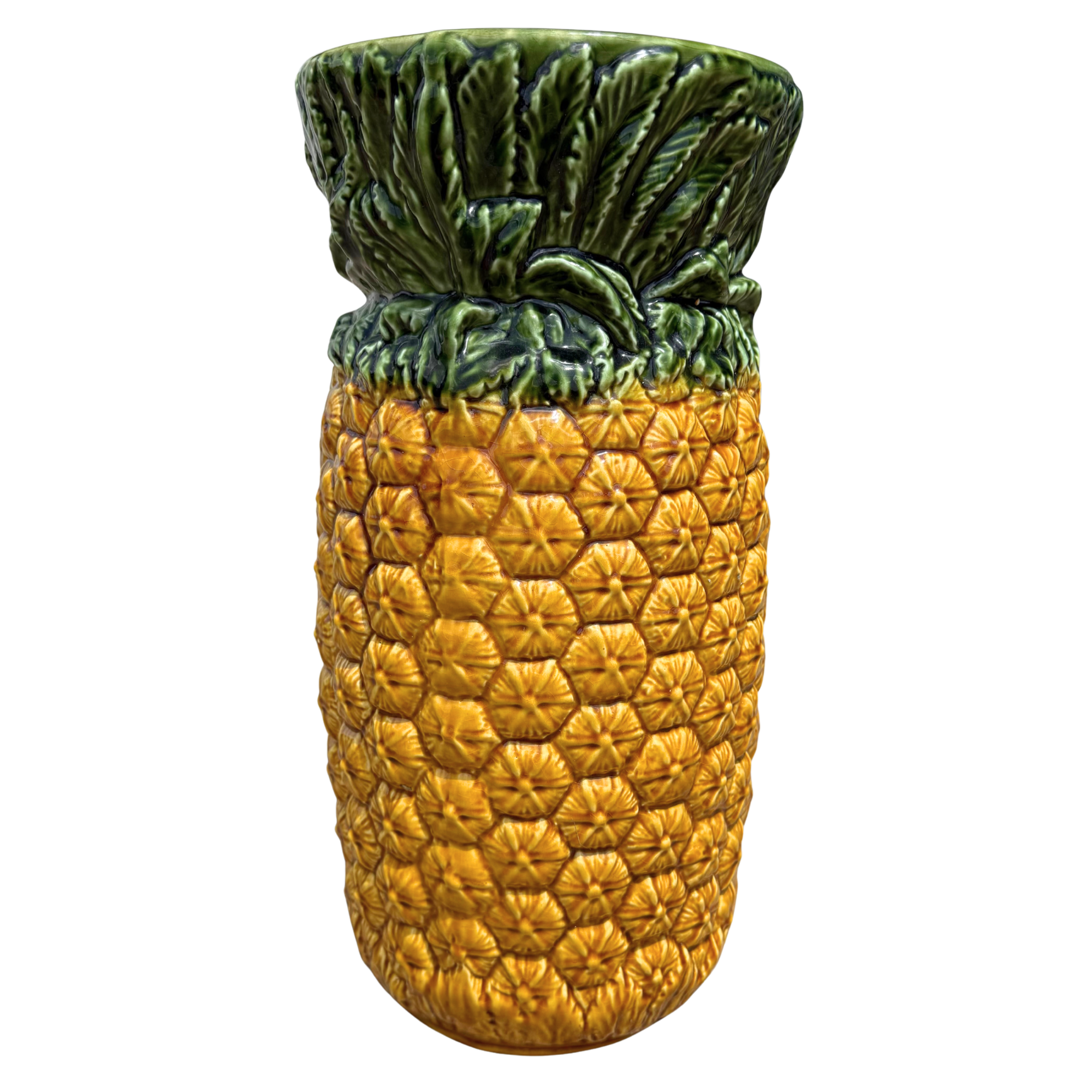 Vintage Majolica Pineapple Umbrella Holder