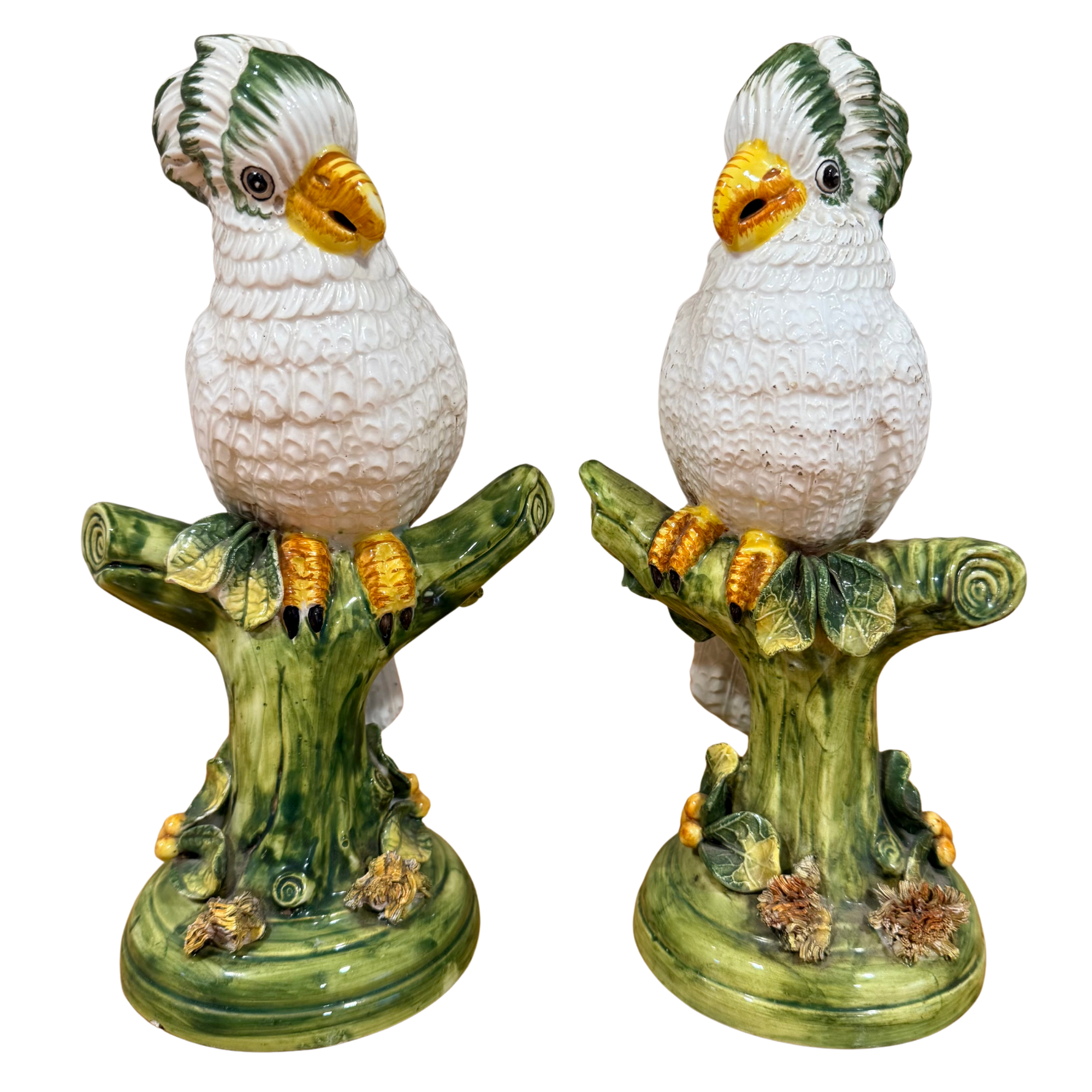 Vintage Italian Ceramic Cockatoo Birds - A Pair
