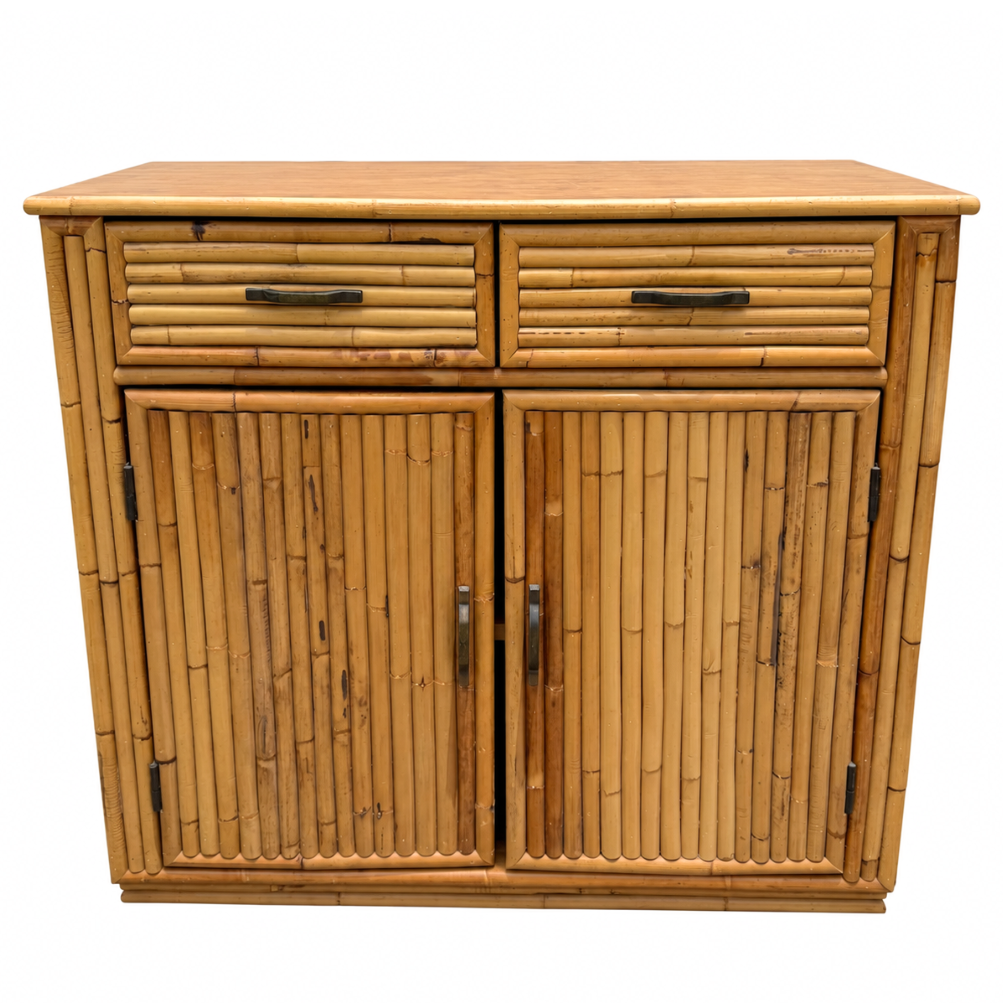 Vintage Coastal Bamboo Cabinet / Bar Cabinet