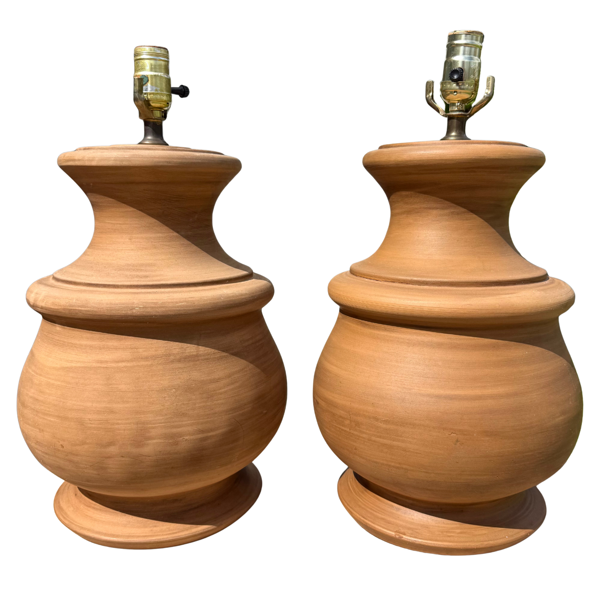 Vintage Coastal Terracotta Lamps - A Pair