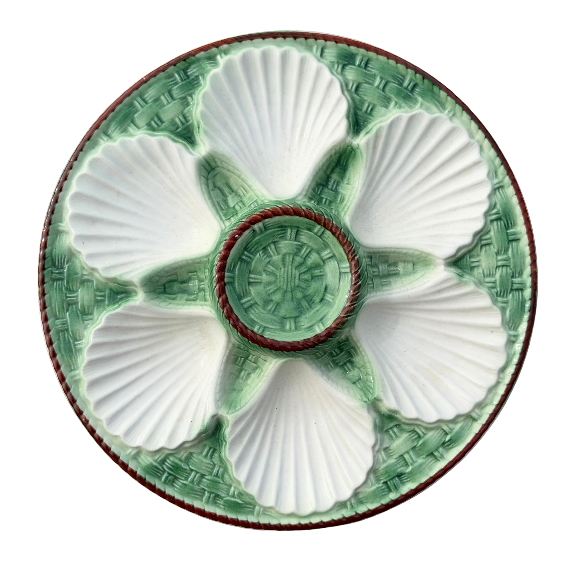 Vintage French Majolica Oyster Plate Set