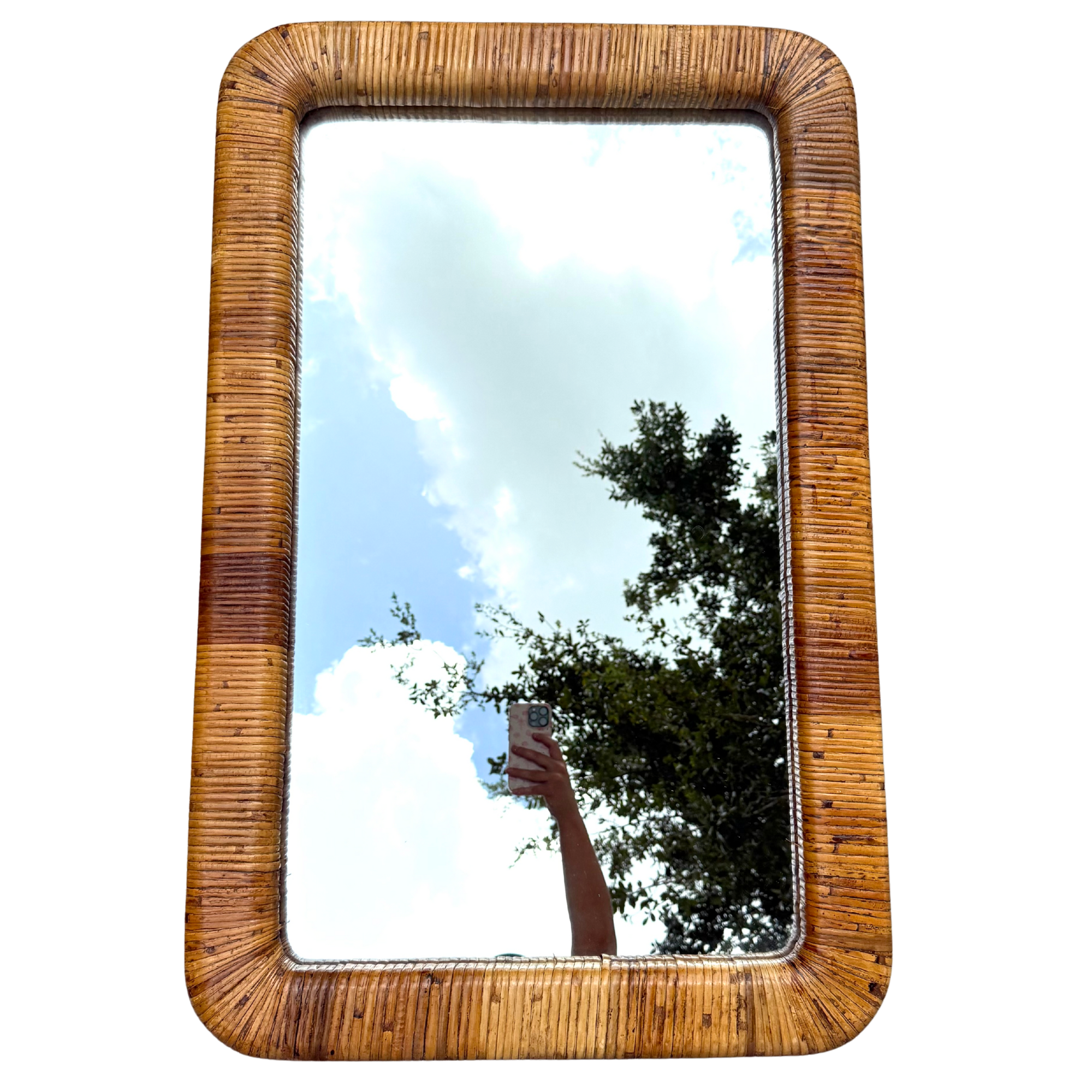 Vintage Wrapped Rattan Wall Mirror