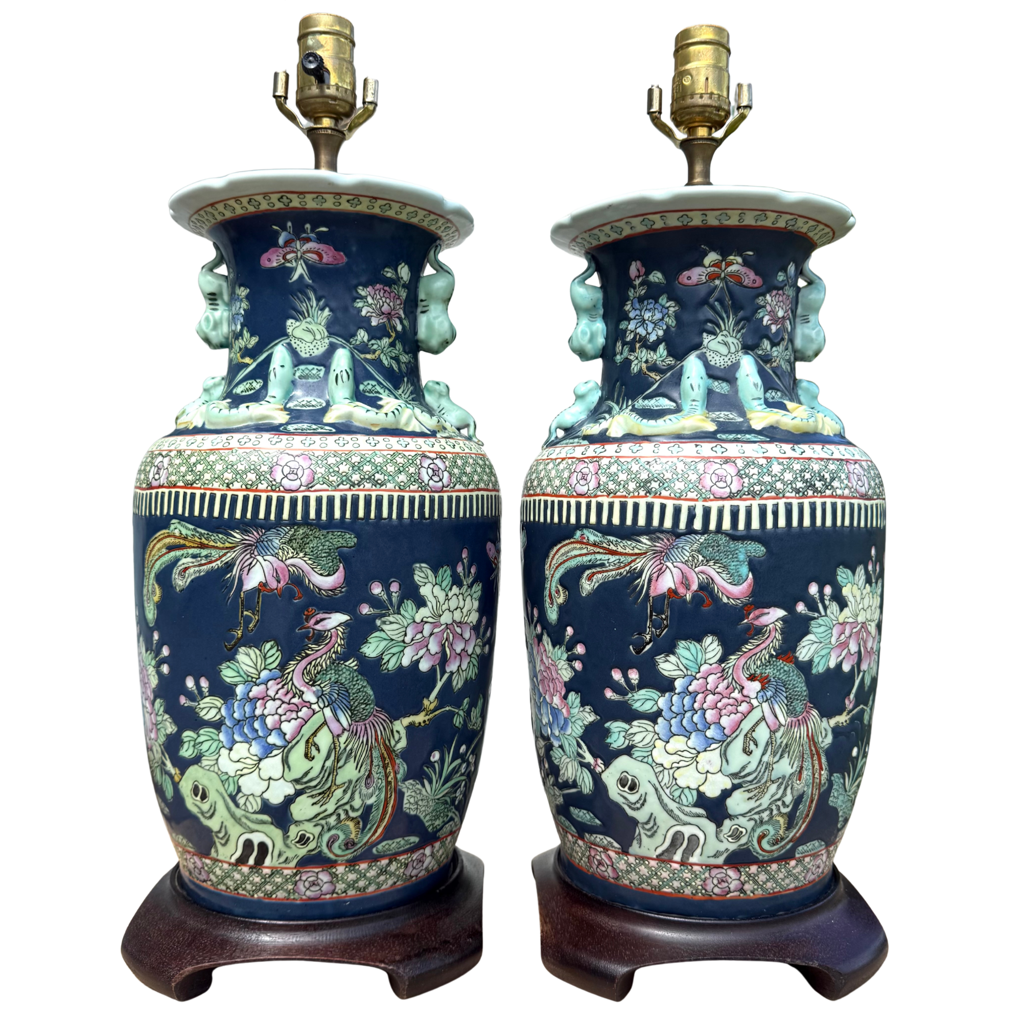 Vintage Chinoiserie Table Lamps - A Pair