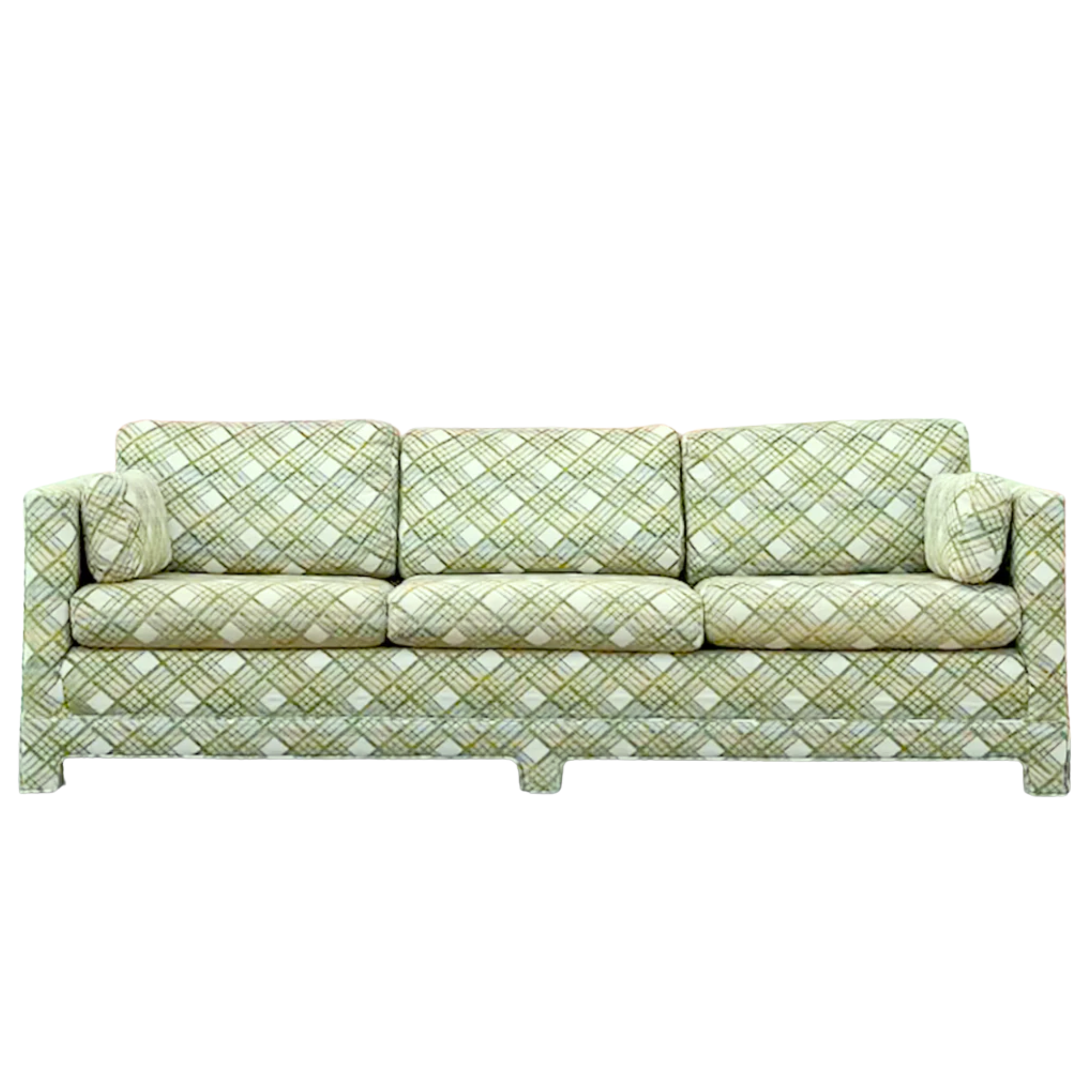 Vintage Green Plaid Parsons Sofa