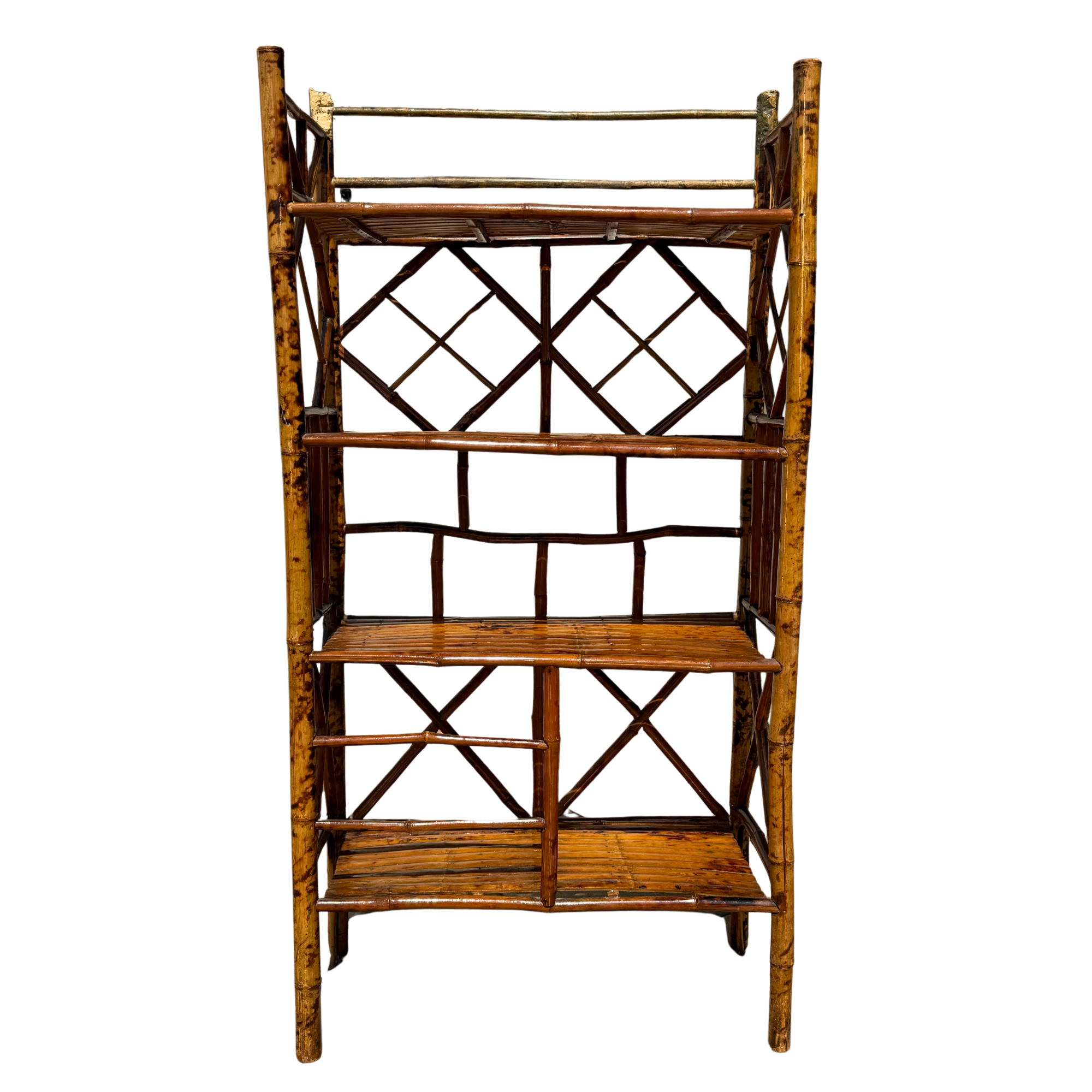 Vintage Tortoise Bamboo Etagere Shelf