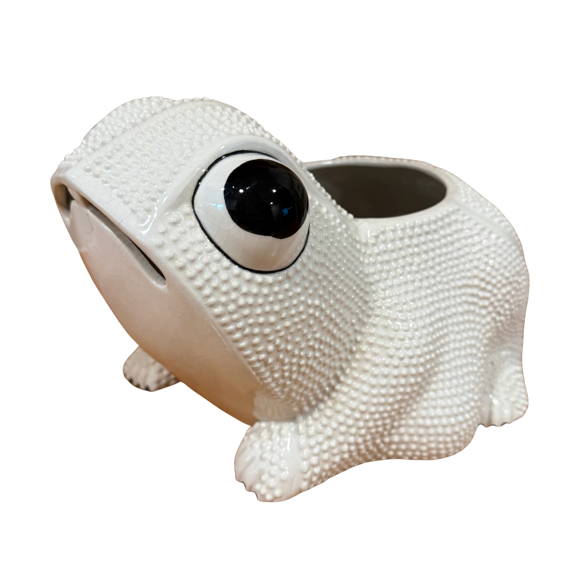 Vintage Italian Ceramic Hobnail Frog Planter