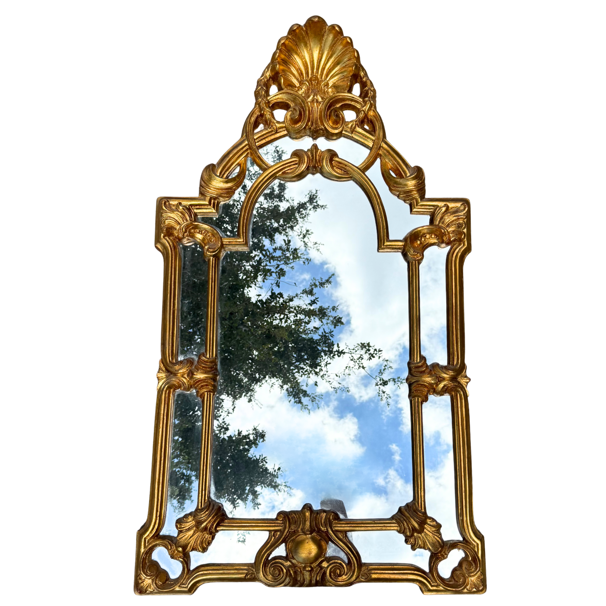 Vintage Gold Regency Shell Mirror