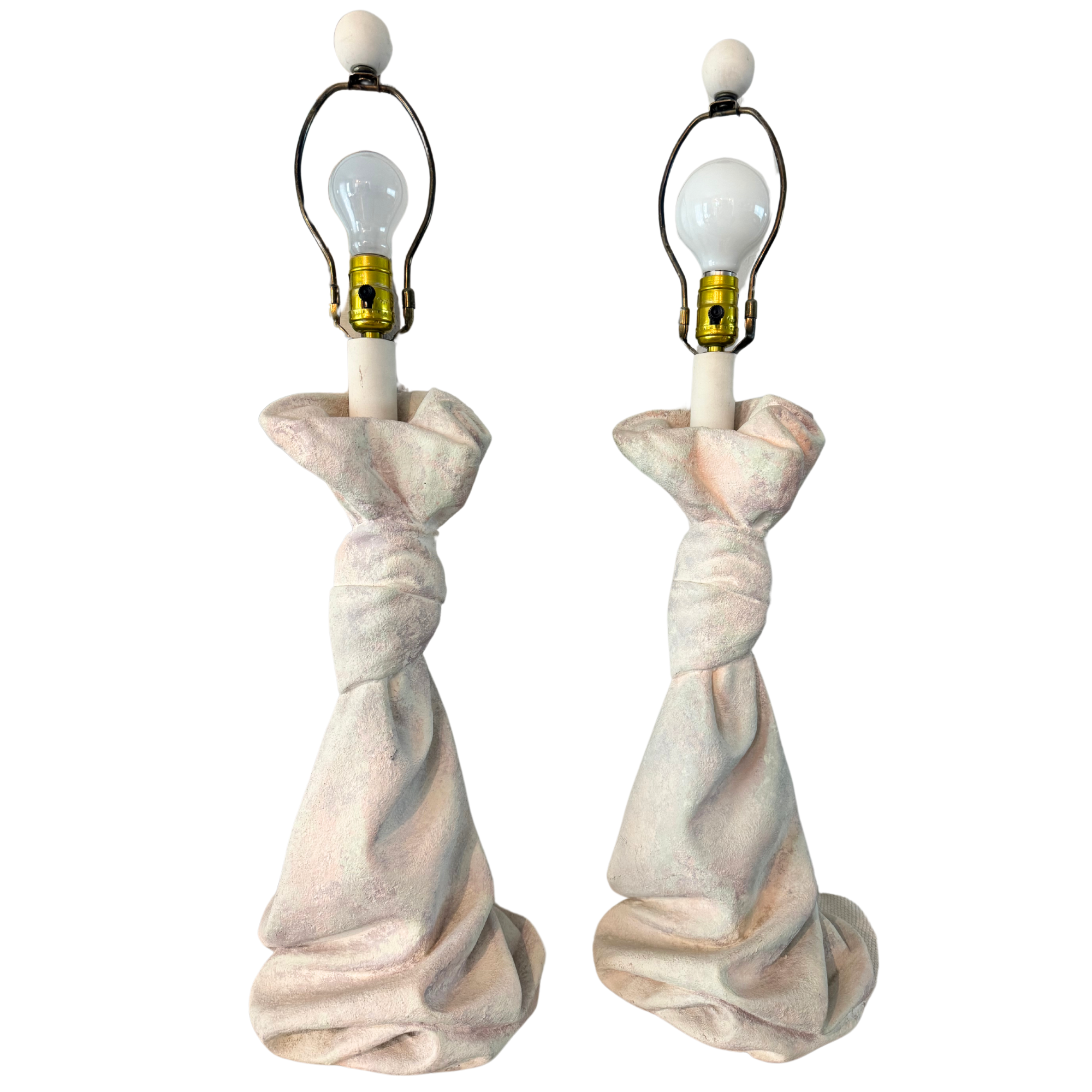 Vintage Draped & Knotted Plaster Table Lamps - A Pair