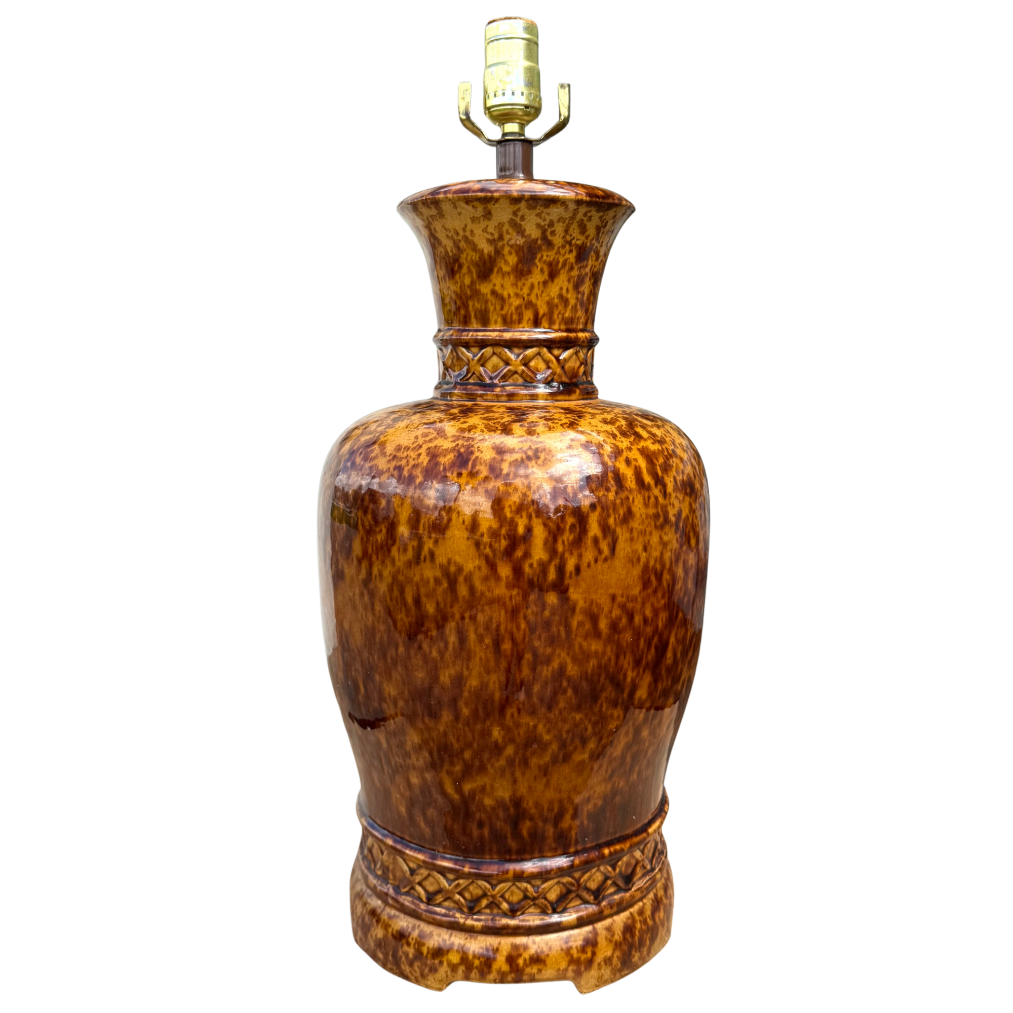 Vintage Glazed Tortoiseshell Braided Lamp