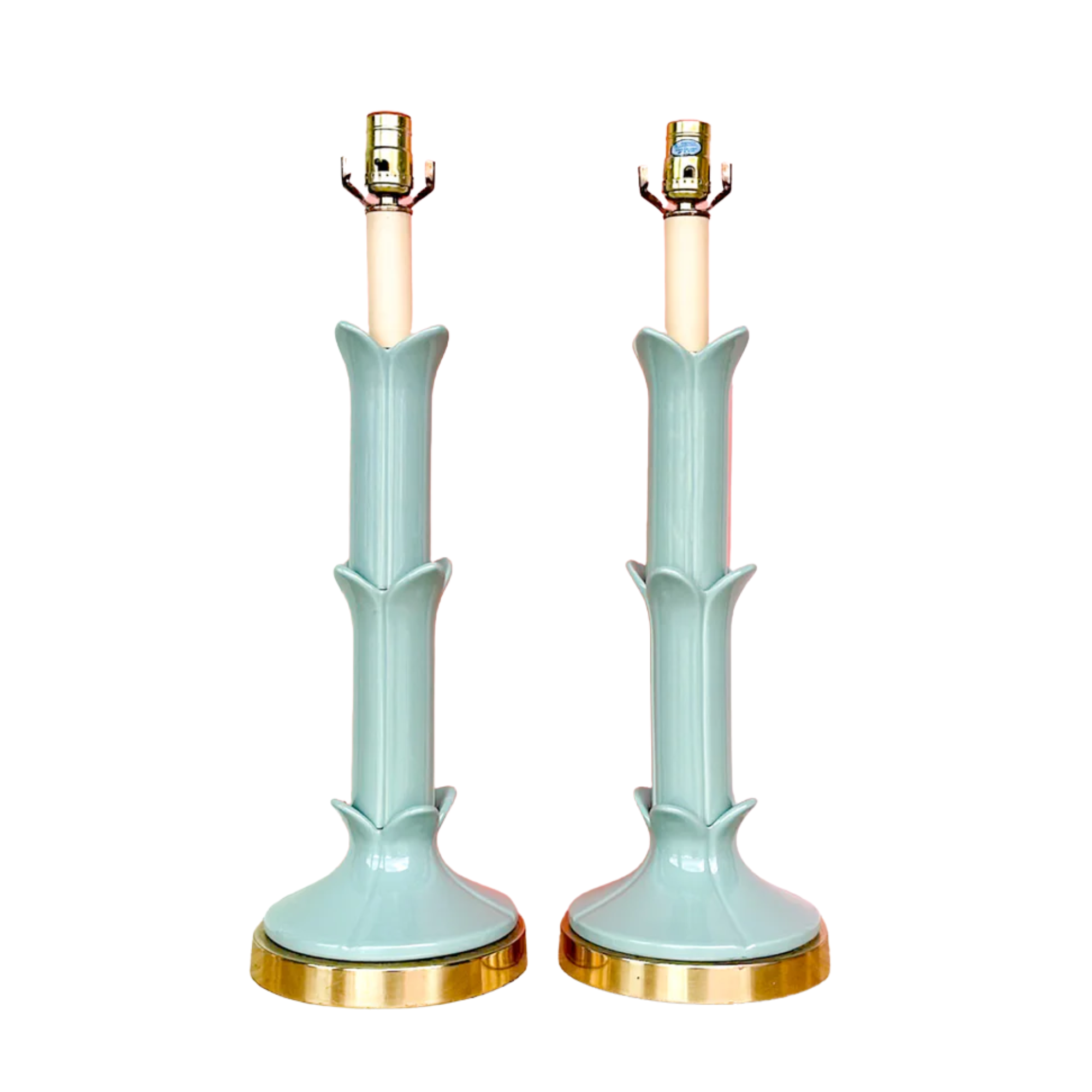 Vintage Seafoam Roche Style Lamps - A Pair