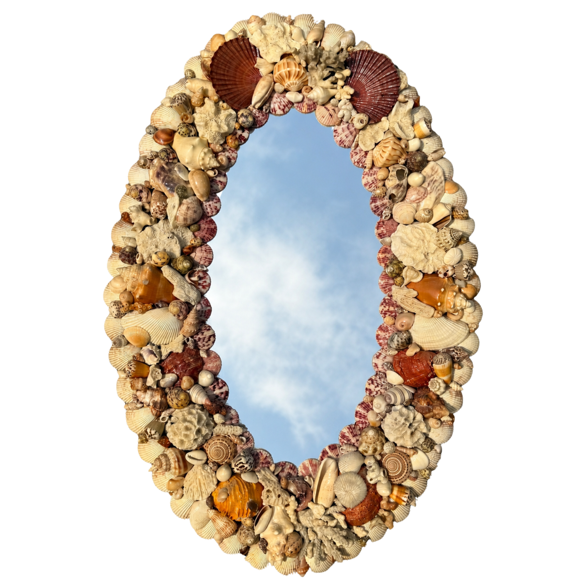 Vintage Oval Shell Encrusted Mirror