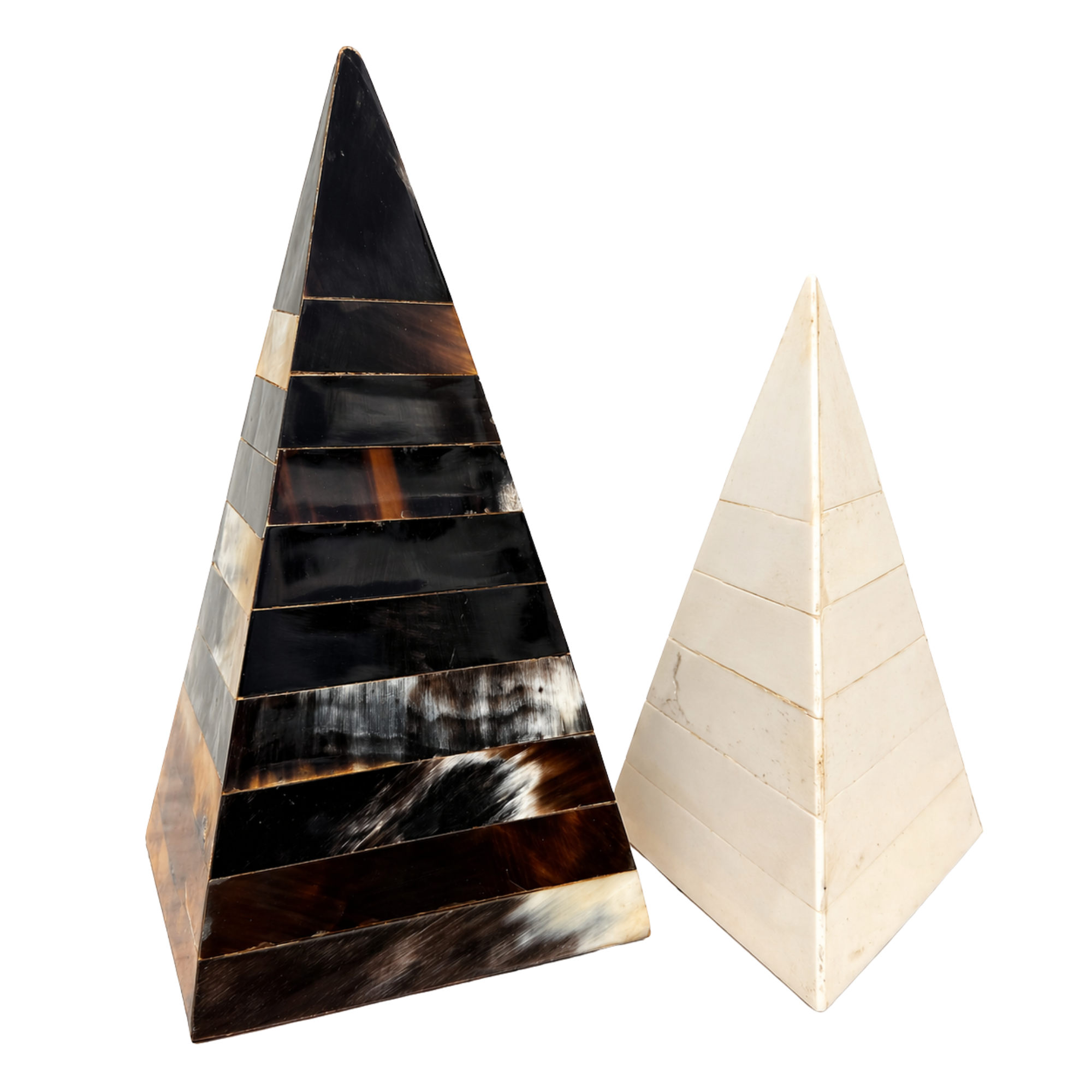 Vintage Tessellated Horn & Bone Pyramid Obelisks 