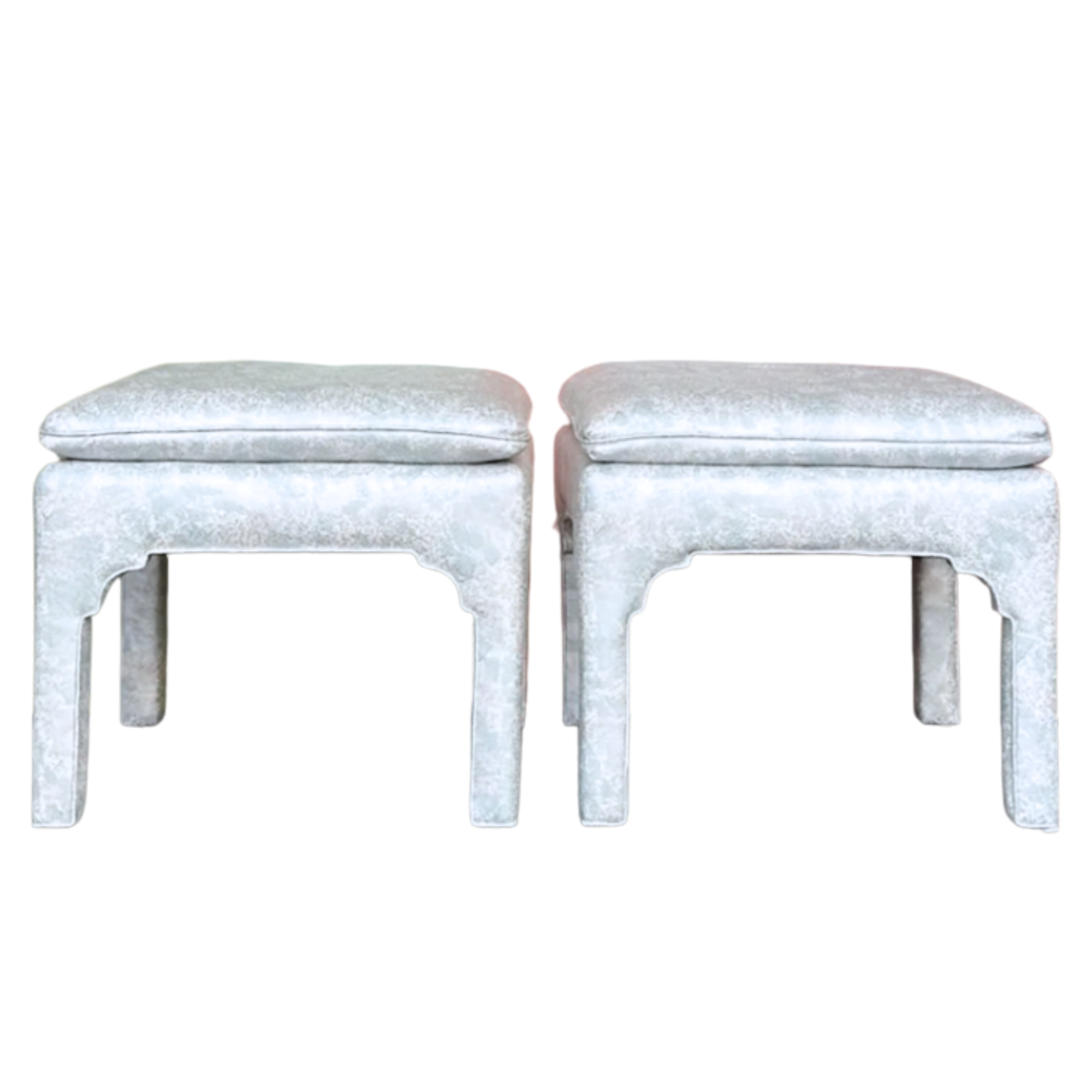 Vintage Baby Blue Pagoda Style Benches