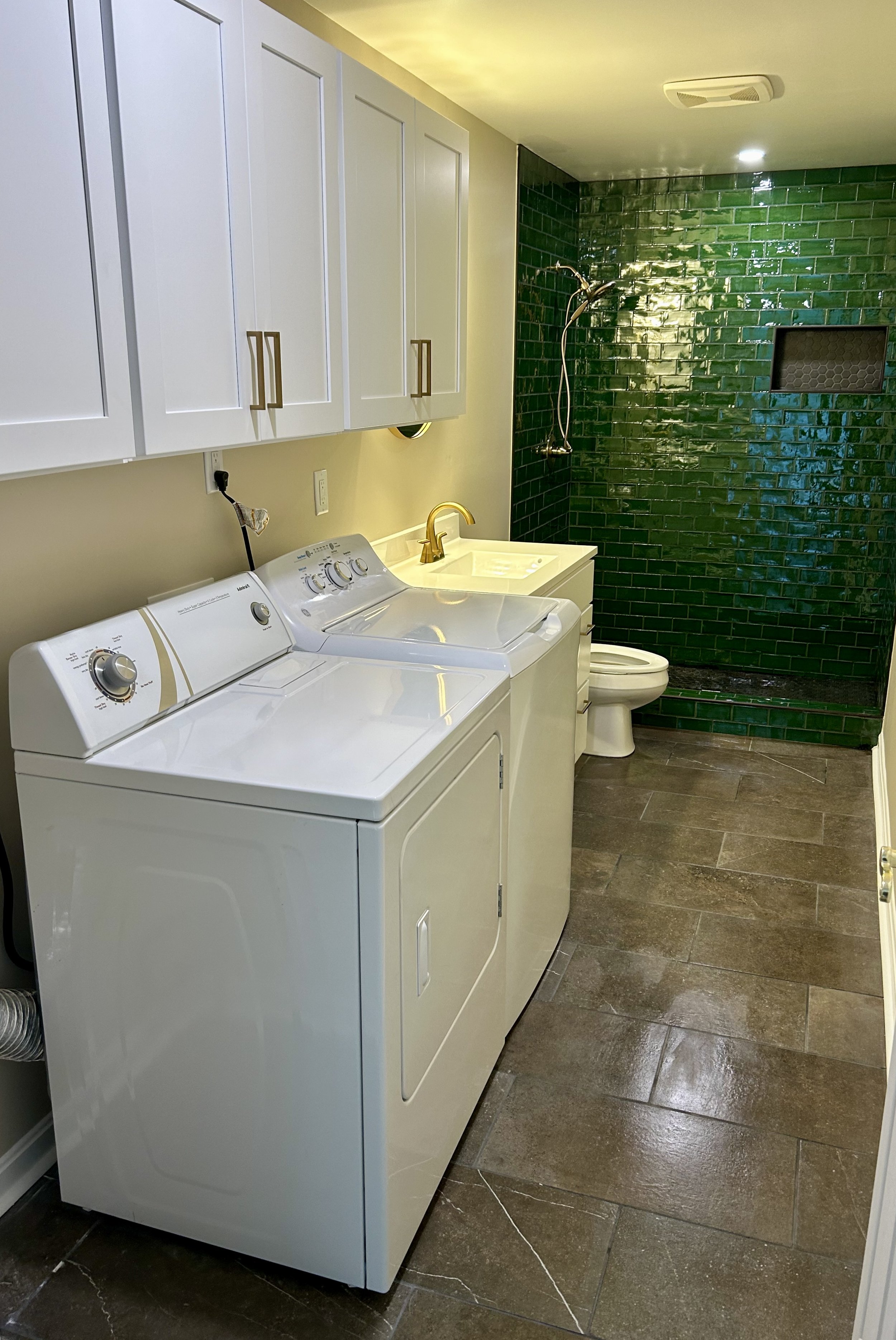 A mud-room and shower.
