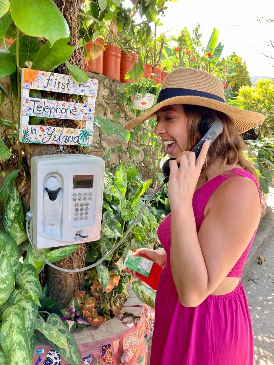 Behind the Scenes of. Producer Destiny using 'first Telephone in Yelaga.' 