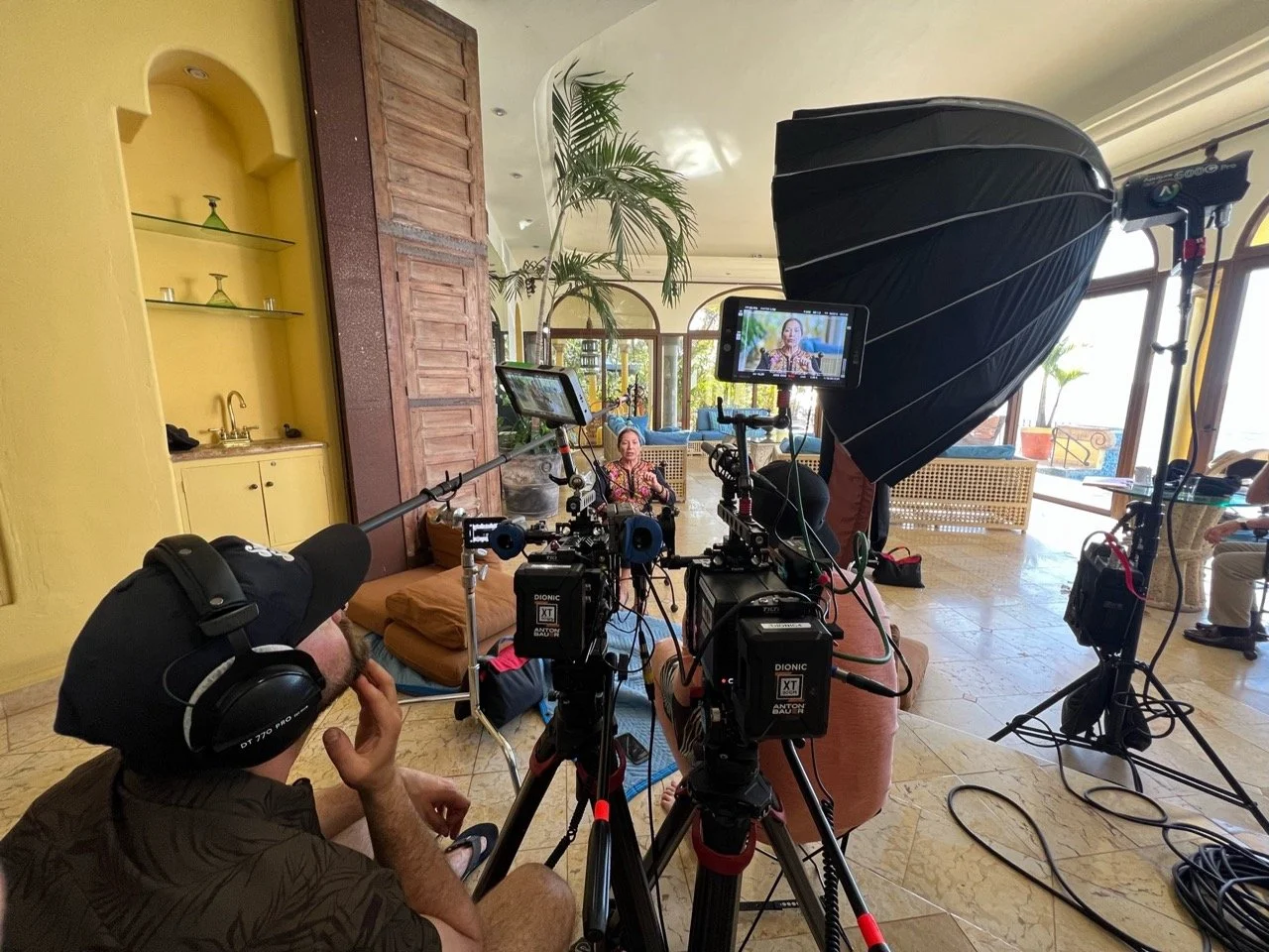 Behind the Scenes of WABU Creative. Director Scott David Martin & Production Manager Andrew Wright interviewing a local chef in Puerto Vallarta, Mexico.
