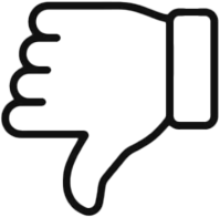 Thumbs down icon in black outline