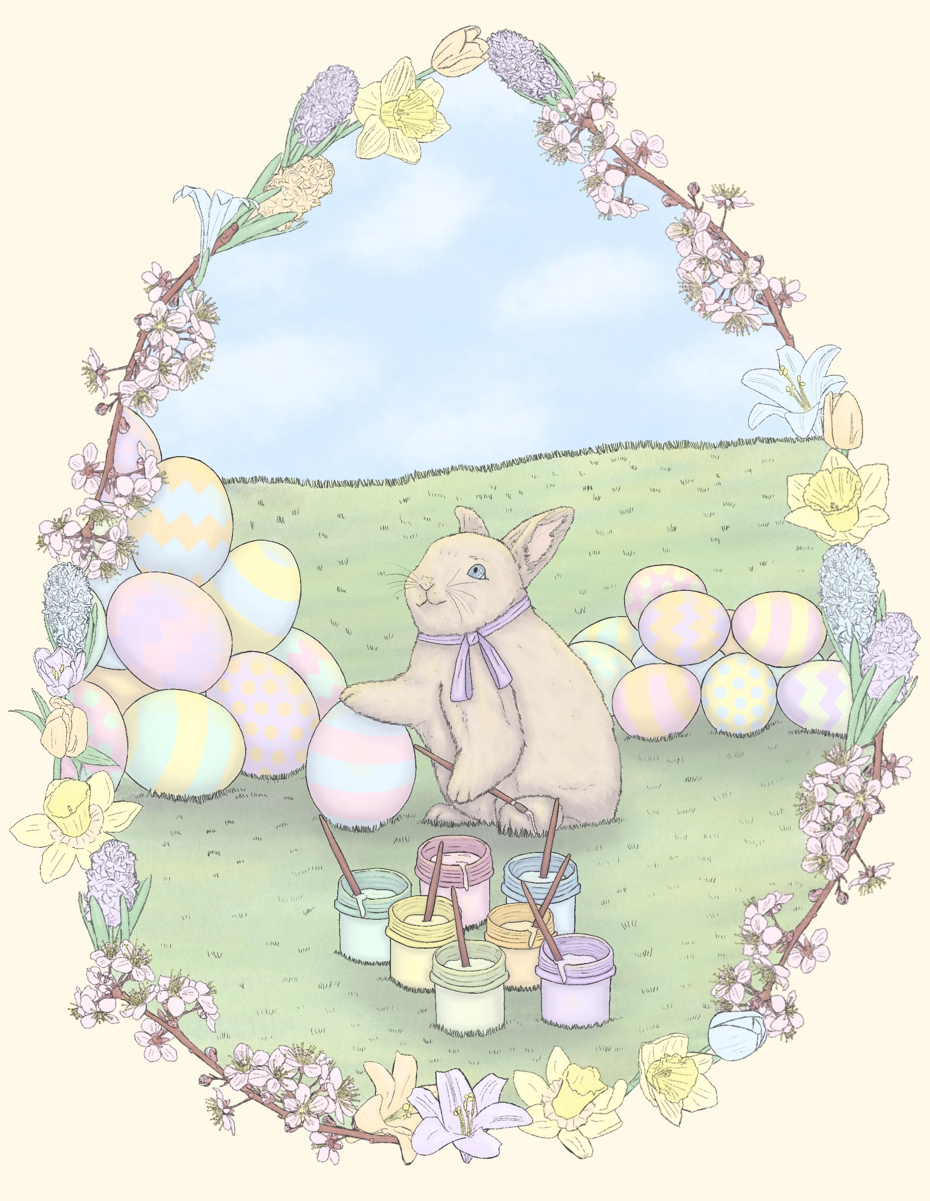 April, an Easter illustration