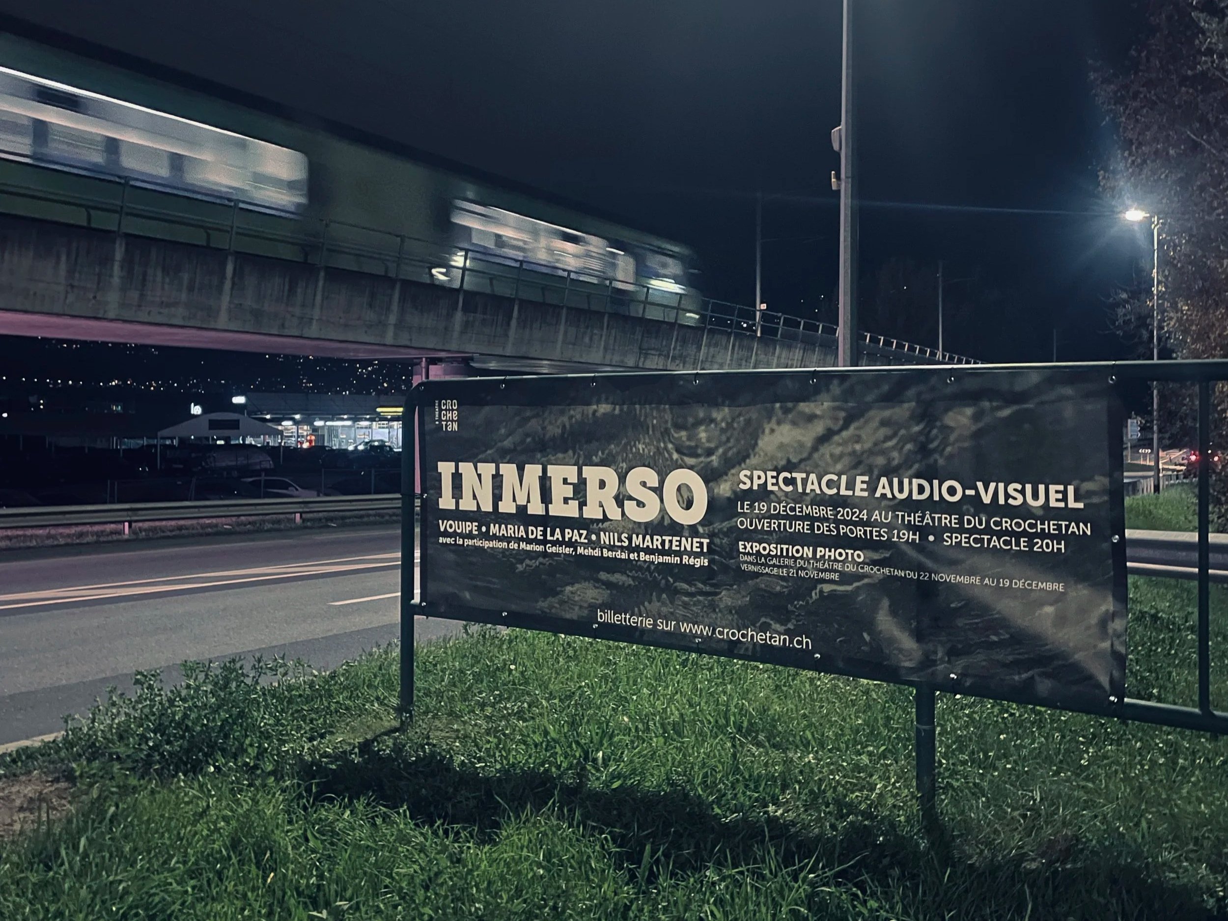 Une affiche d'un spectacle audio-visuel intitulé "IMERSO" pour un mandat de communication événementielle incluant sa diffusion par l'affichage