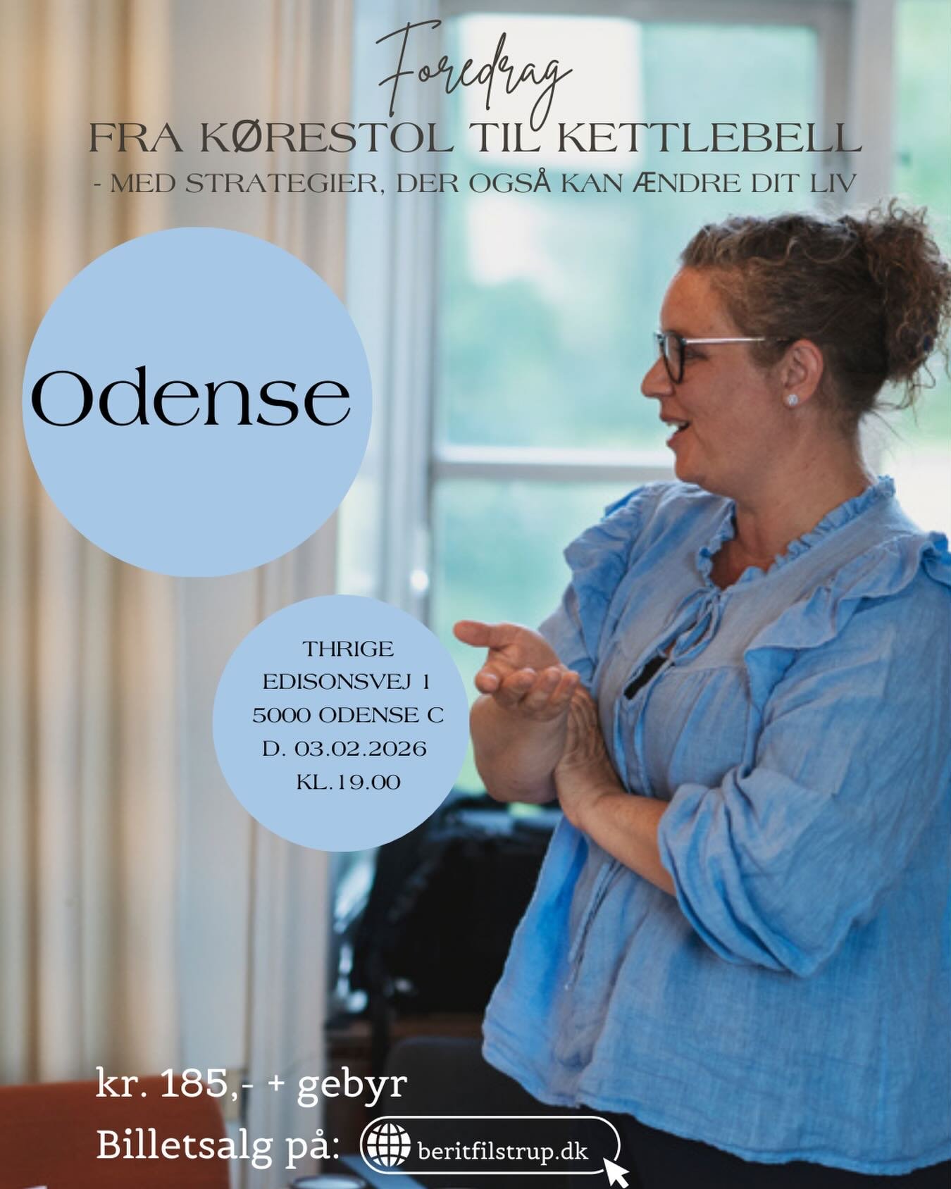 Foredrag: &ldquo;FRA K&Oslash;RESTOL TIL KETTLEBELL - med strategier, der ogs&aring; kan &aelig;ndre dit liv&rdquo;.

📍Kontorhuset Thrige, Odense C.
🗓️ d.03.02.2026
⏰ kl.19.00
🎟️ 185,- excl. gebyr 

https://billet.eventbilletten.dk/event/foredrag-