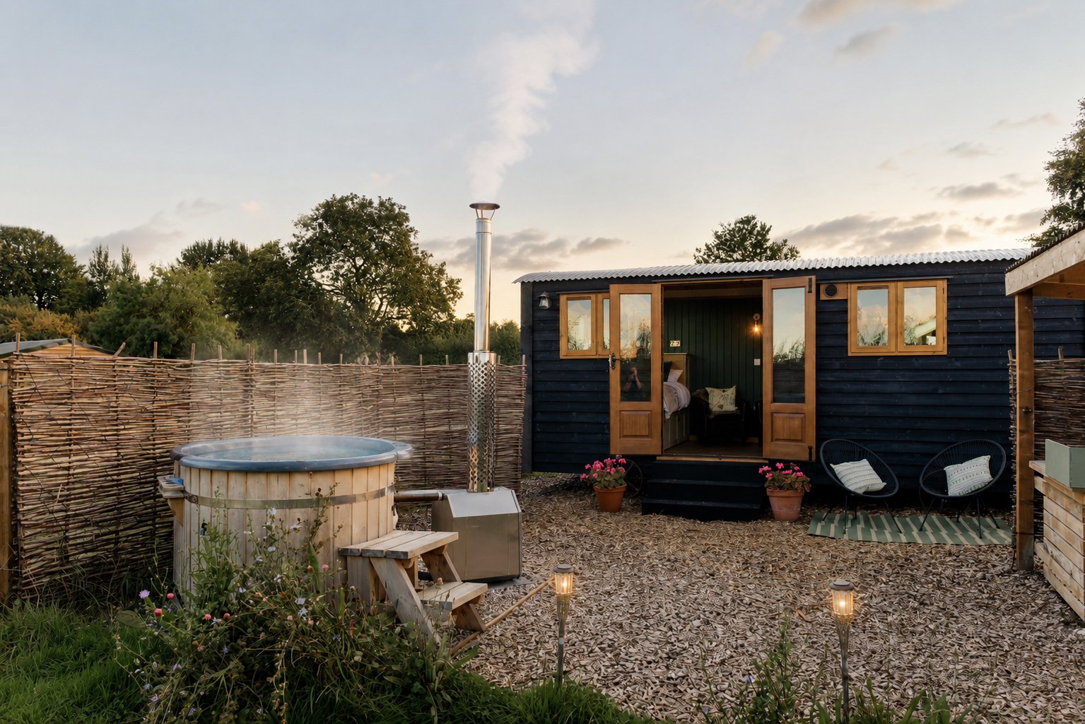 Shepherds-hut-steaming-hot-tub-evening.jpg