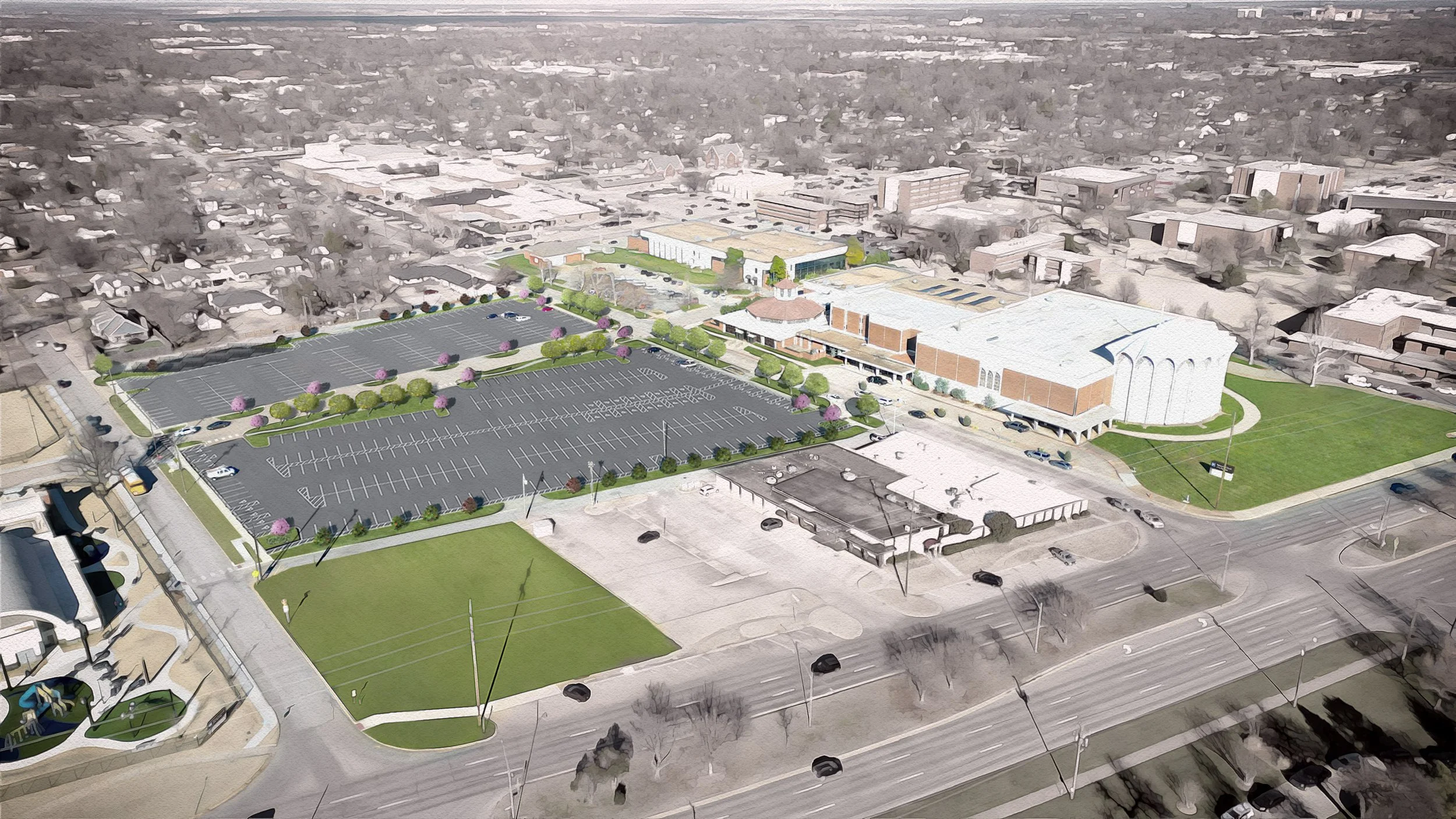 Aerial view from NW 39th Expressway looking Northeast