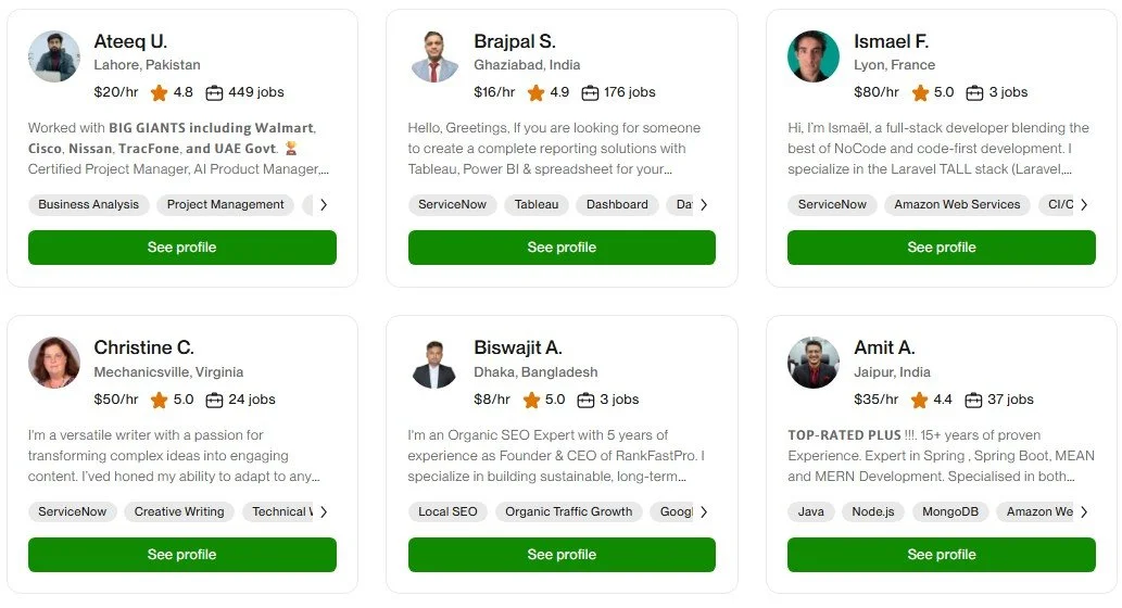 A platform like Upwork hosts thousands of freelance developers.