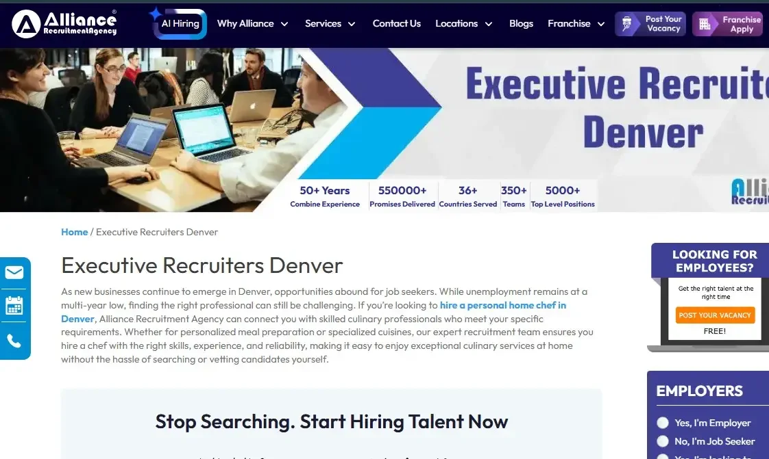 Alliance Recruitment Agency - Best for global executive sourcing for C-suite and VP roles