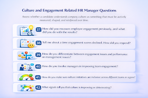 Culture and Engagement Related HR Manager Questions