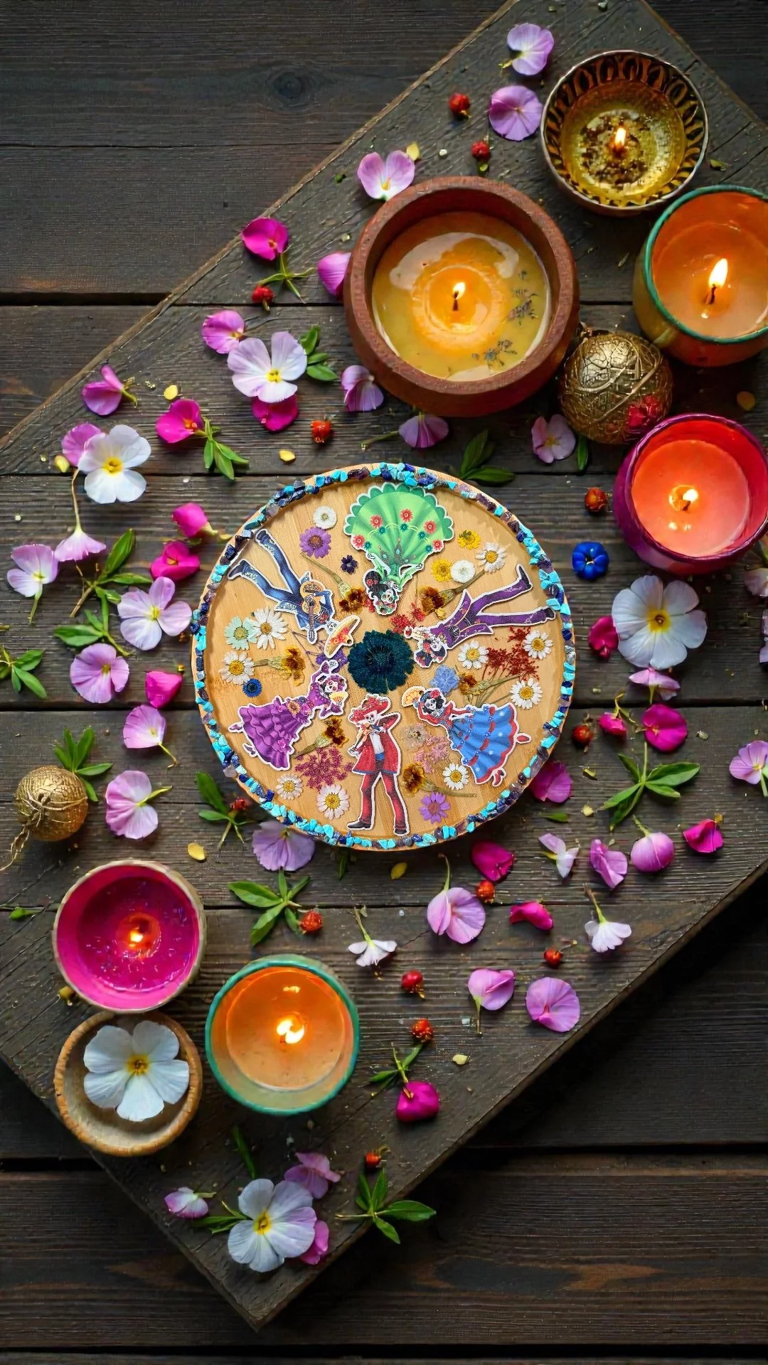 12" Acacia Wood Day of the Dead Celebration Trays