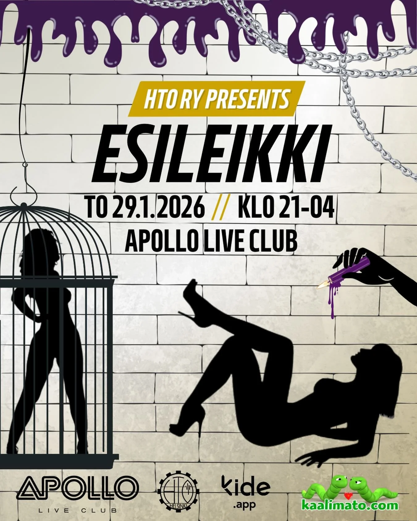 In English in the comments!

Arvon kanssaopiskelijat ja opiskelijanmieliset, legendaarinen Esileikki on t&auml;&auml;ll&auml; taas!

Esileikki valtaa Apollo Live Clubin torstaina 29.1.2026 ja teemana toimii perinteinen pikkutuhma sek&auml; BDSM. Pue 