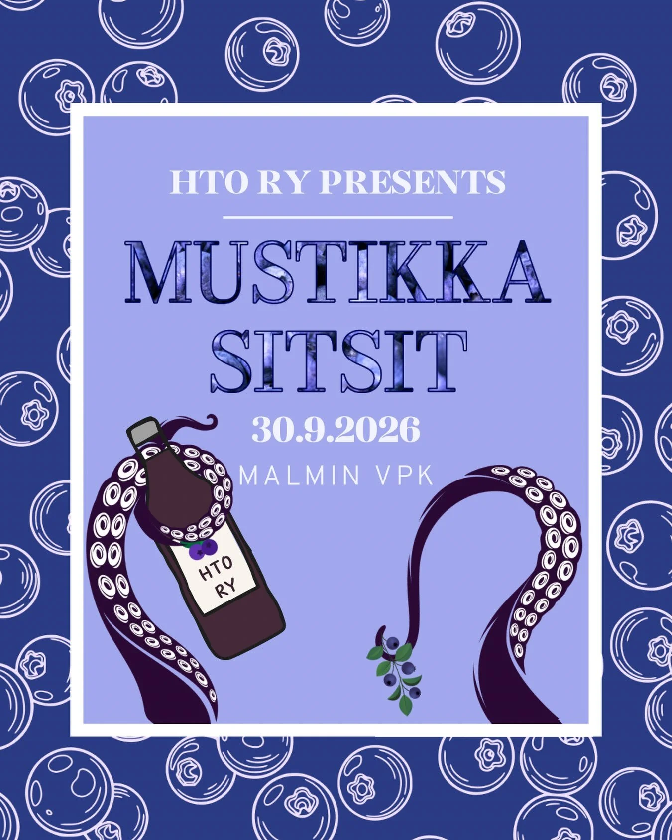 In English in the comments!

Mit&auml; olisikaan syksy ilman HTO:n perinteisi&auml; Mustikkasitsej&auml;? No ei mit&auml;&auml;n! Siisp&auml; ker&auml;&auml; kaverisi mukaan tai tule tapaamaan uusia kavereita, sill&auml; luvassa on laulamista, hauska
