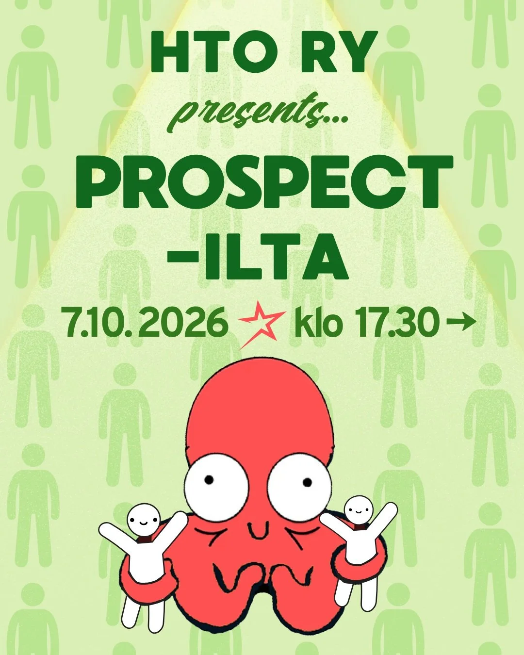 Haluatko liitty&auml; HTO ry:n Prospectiksi? Oletko jo Prospect, mutta haluat tutustua toimintaan l&auml;heisemmin?
Haluatko kuulla lis&auml;&auml; hallitustoiminnasta?
Tahdotko tutustua HTOn hallituksen j&auml;seniin ja muihin Prospecteihin, sek&aum