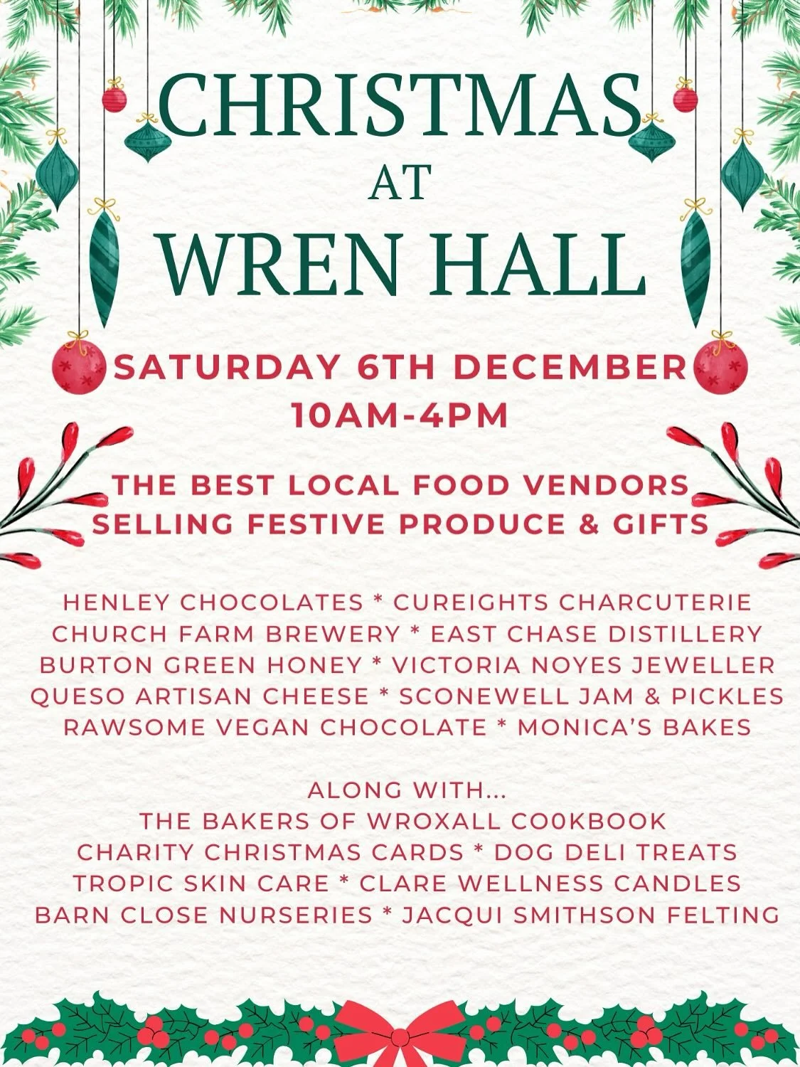 Saturday 6th December should hopefully be in your diaries for the Wren Hall Christmas Fair &hellip;but if not, here&rsquo;s a taste of what you can expect. Entrance is free, refreshments are available in the form of mulled wine, hot chocolate and war