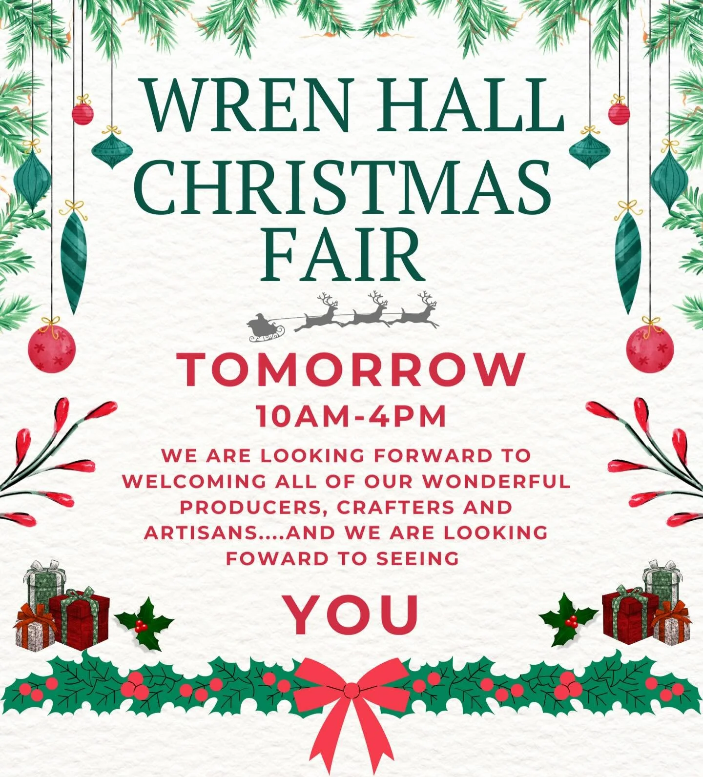 It&rsquo;s the most wonderful time of the year when we welcome everyone to @wrenhallwroxall for our Christmas Fair!! Entry is free and parking is available! We look forward to seeing you all!!