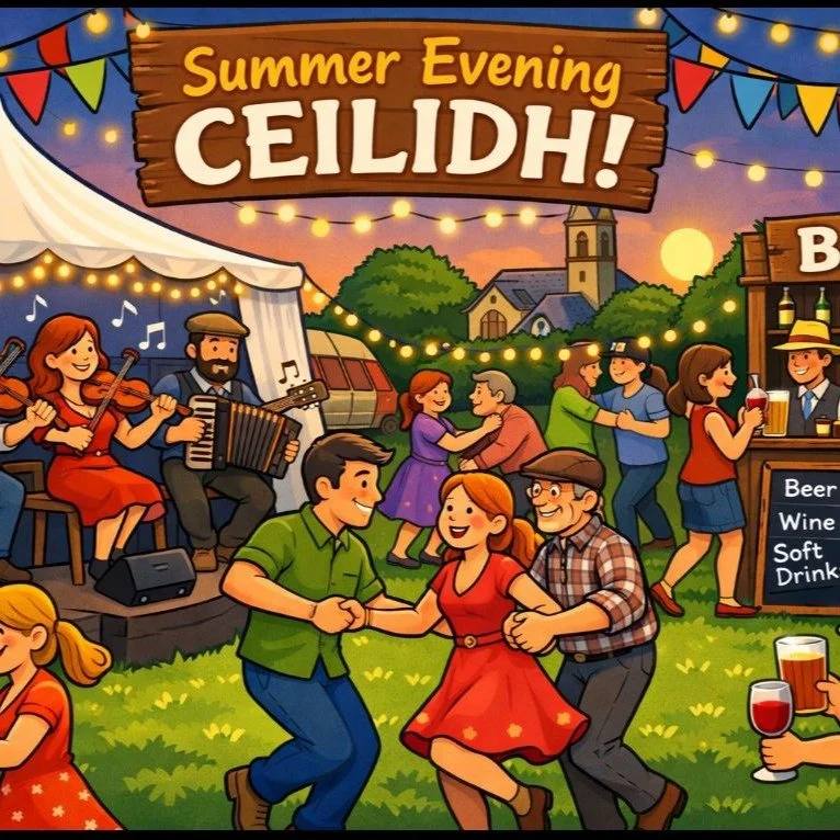 Saturday 4th July 2026 is a date for your diary when we host our annual summer event on The Green at Wren Hall. 

This year we are fortunate to have Donald McCombie and his band to lead us in a ceilidh.

Gates open at 7.30pm - dancing from 8.00pm

Th