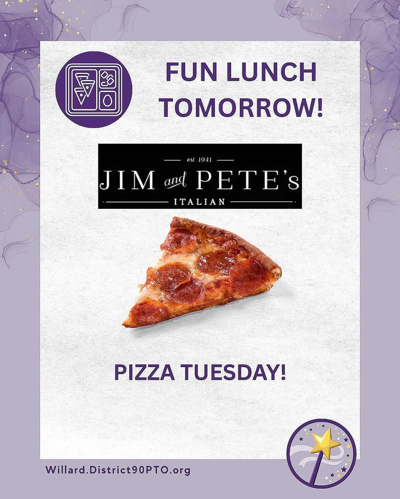 REMINDER: It’s Pizza Tuesday tomorrow! Thanks again to all of our lovely volunteers for making this possible!