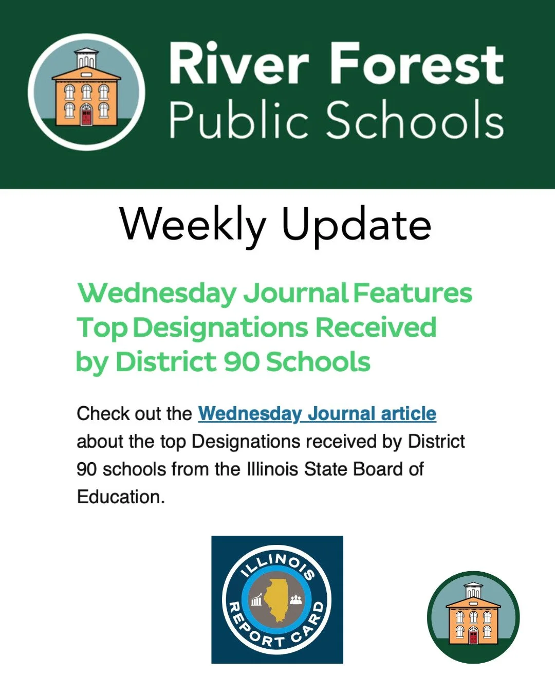 The @wednesdayjournal highlighted the exemplary designation received by District 90 schools in a recent article. Check out the link in bio to read it!