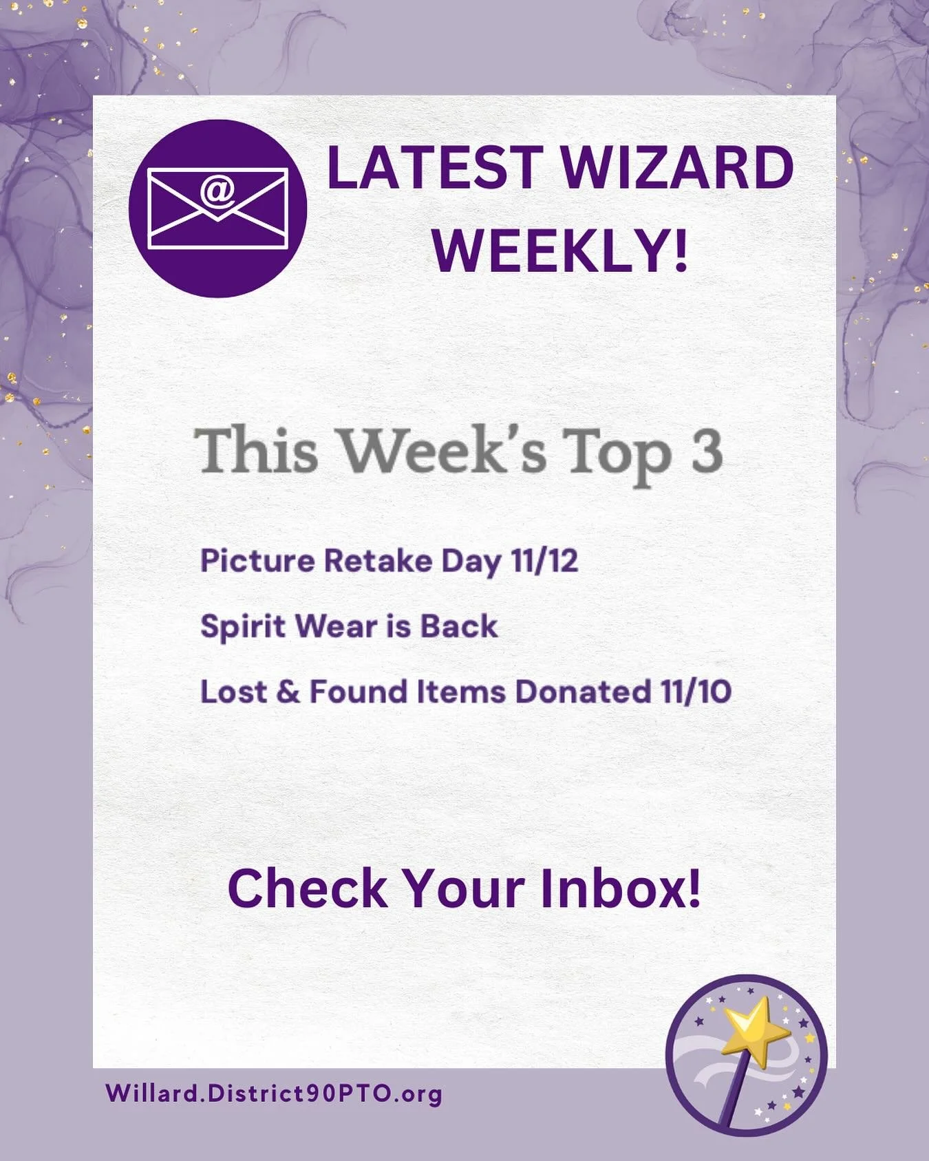 Brrr&hellip; it&rsquo;s cold in here. Check out the #WizardWeekly for some info here: Thankful Thursdays, Picture Makeup, Preschool Lottery, Lost and Found, Spirit Wear Sale, Parent University, and more!