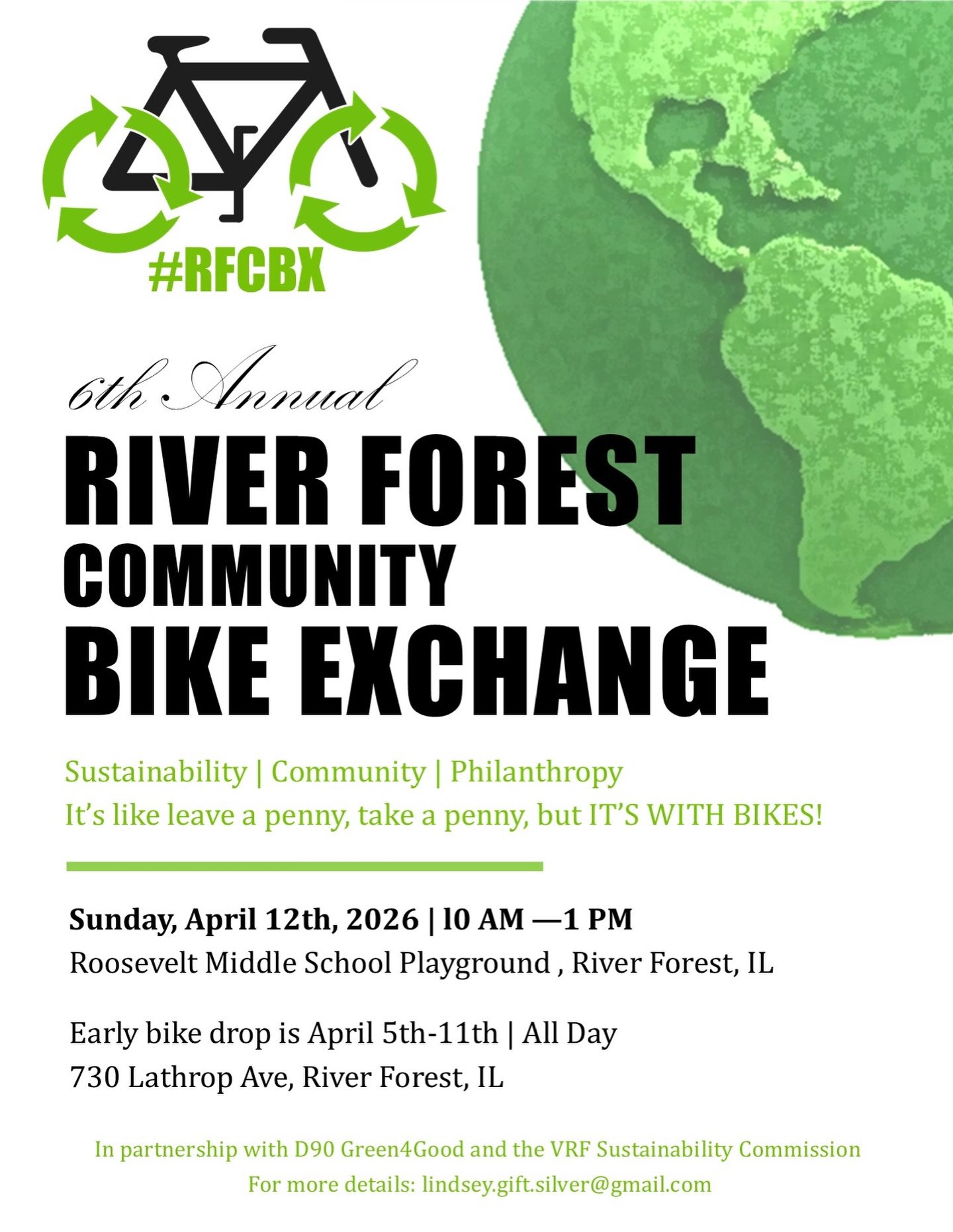 This SUNDAY is the 6th Annual River Forest Bike Exchange! #RFCBX Drop off your old bike this week, pick up a new one on Sunday 10am-1pm! More info in link in bio/stories!