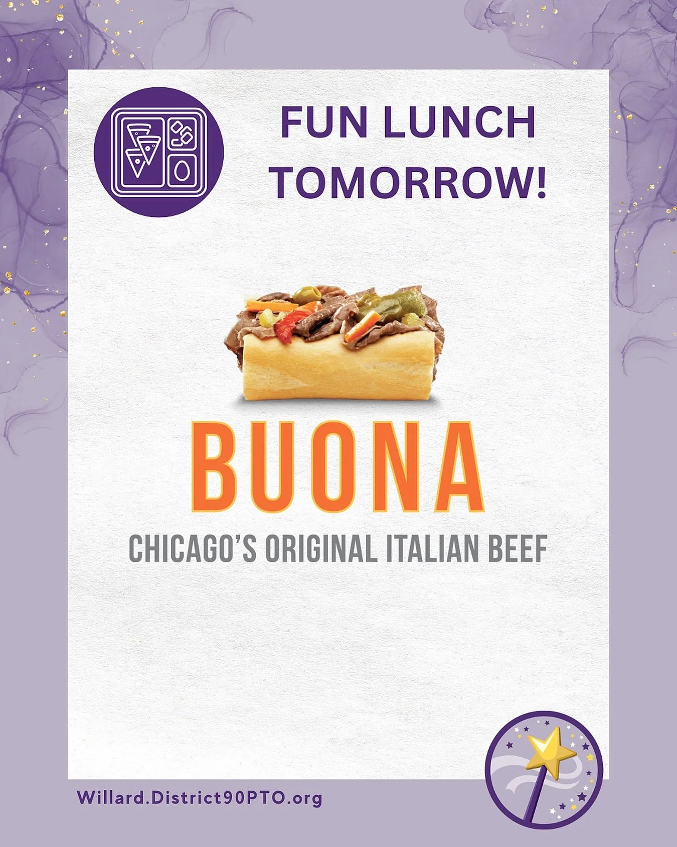 REMINDER: Tomorrow&rsquo;s Fun Lunch is Buona Beef!