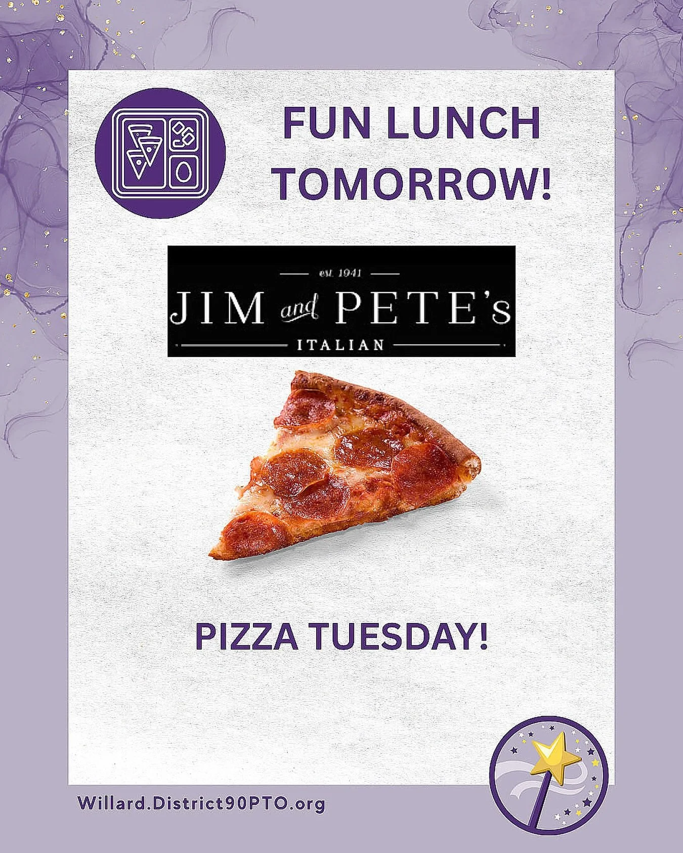 REMINDER: Tomorrow is Pizza Tuesday!