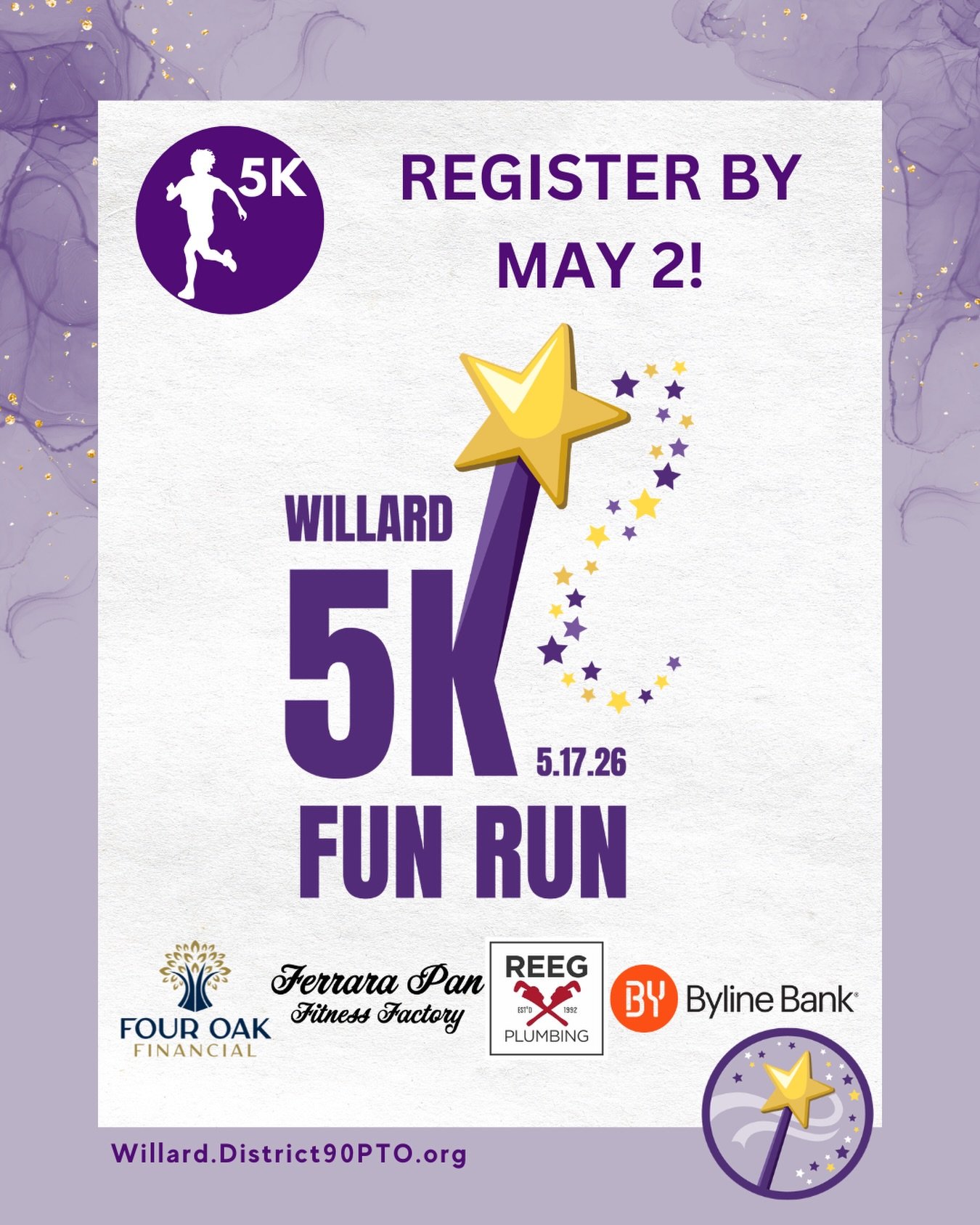 Don&rsquo;t miss out! Register by May 2 to join your friends in running the 4th Annual Willard 5K on May 17! $20 gets you a new t-shirt and a ticket to run, run, run! 

A huge thank you to our generous sponsors for helping make this fun fundraiser 